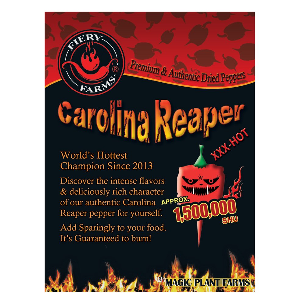 Fiery Farms Carolina Reaper Flakes - 4 oz - 1.5M to 2M SHUs Extremely Hot Red Chili Pepper Flakes, Pure, No Additives