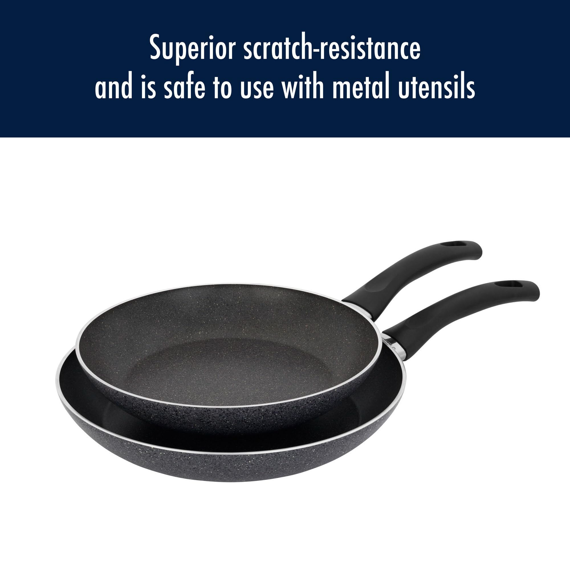 Henckels Everlift 2-Piece Granitium Nonstick Frying Pan Set, 10-inch and 12-inch frying pan, Made in Italy, durable 3-layer granite-hued nonstick coating from recycled materials, Oven safe to 400°F
