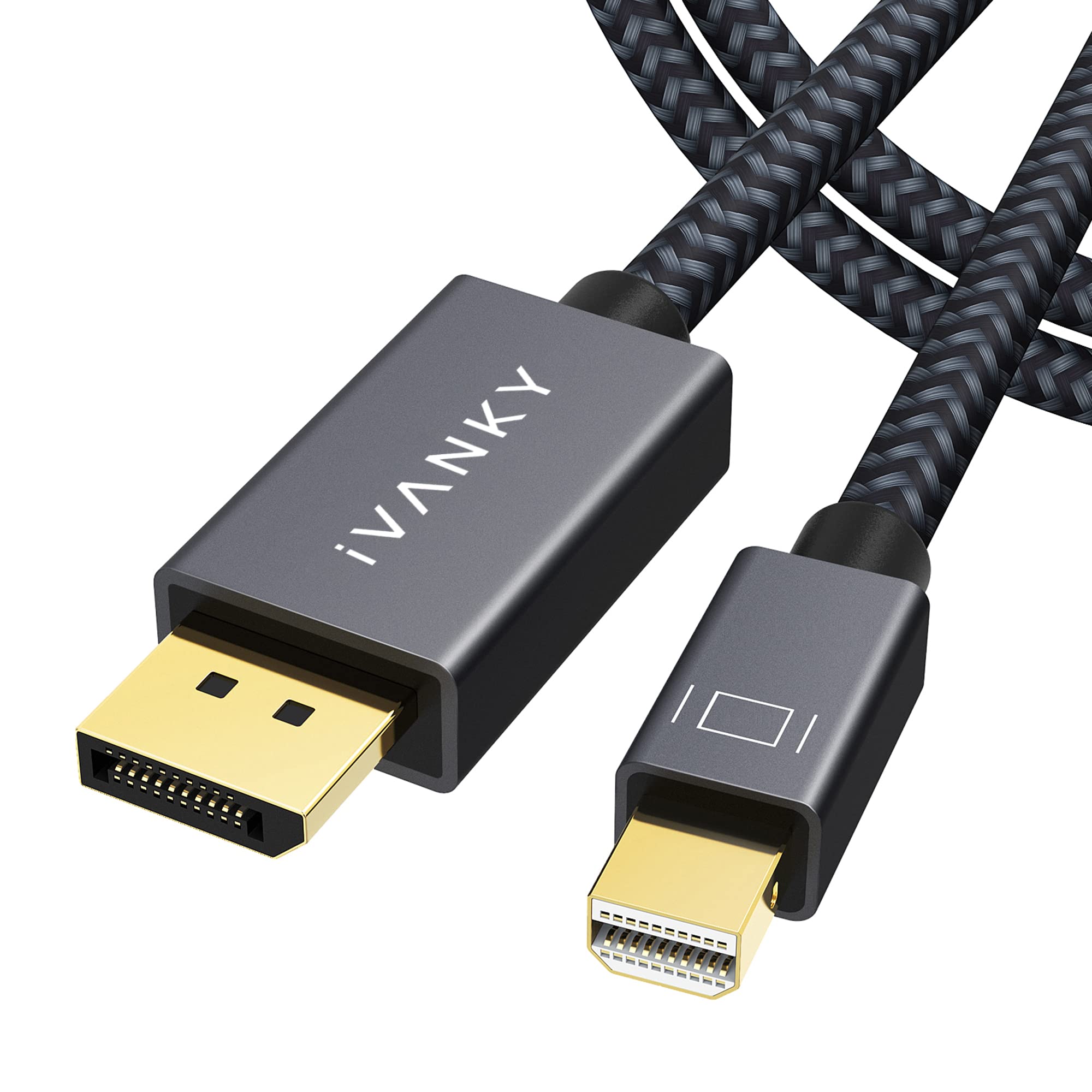 IVANKY 8K Mini DisplayPort to DisplayPort Cable 6.6ft, Bi-Directional Mini DP to DP Cable 8K@60Hz, 4K@144Hz, 32.4Gbps HDR, Thunderbolt to DisplayPort, Aluminum Shell, Gold-Plated Braided for MacBook