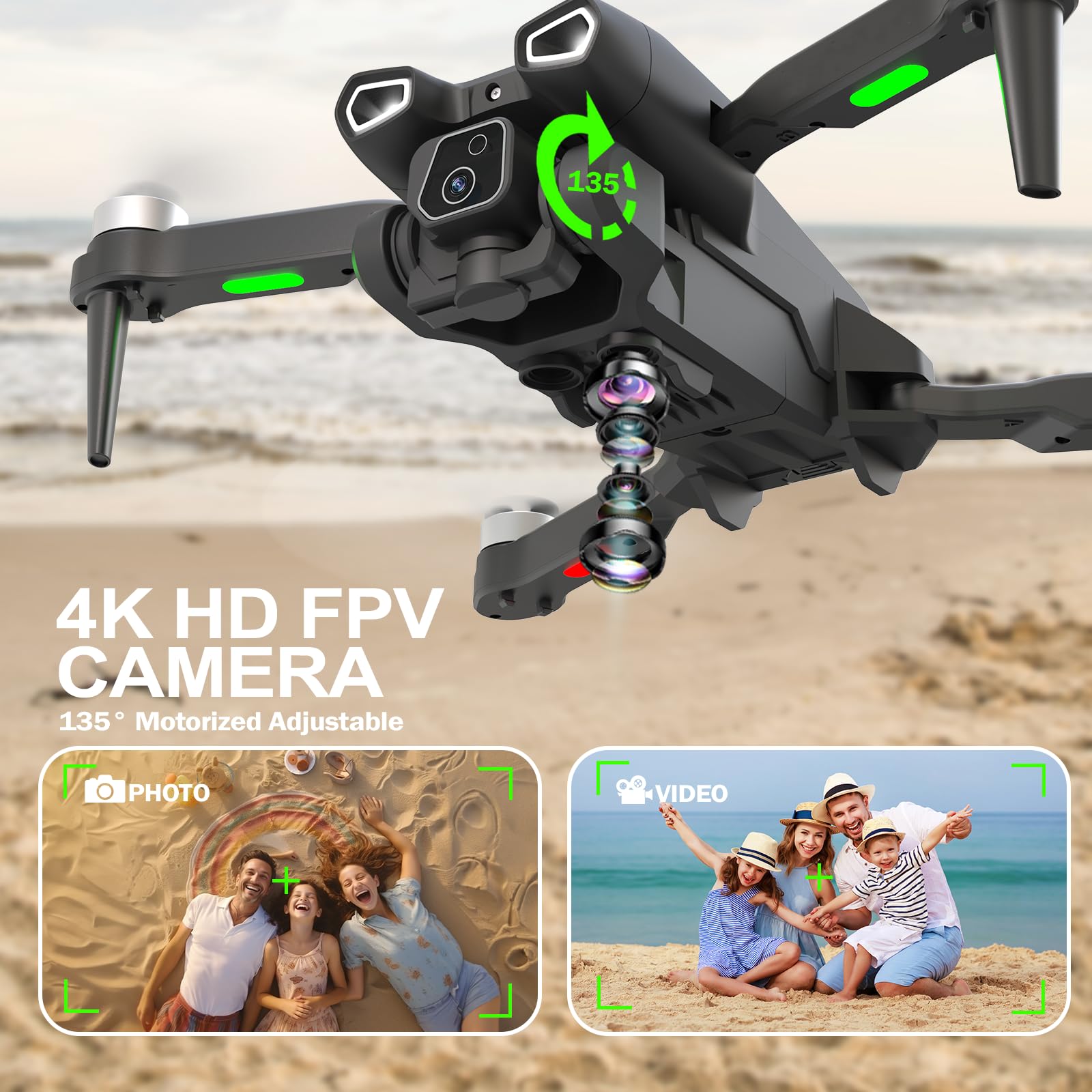 TTROARDS Drones with camera for adults 4k Brushless Motor Drone, 4K Adjustable Camera Drone Bottom Camera 40km/h Max Optical Flow Positioning 5G WiFi FPV Quadcopter drone for kids Beginners 12Pro