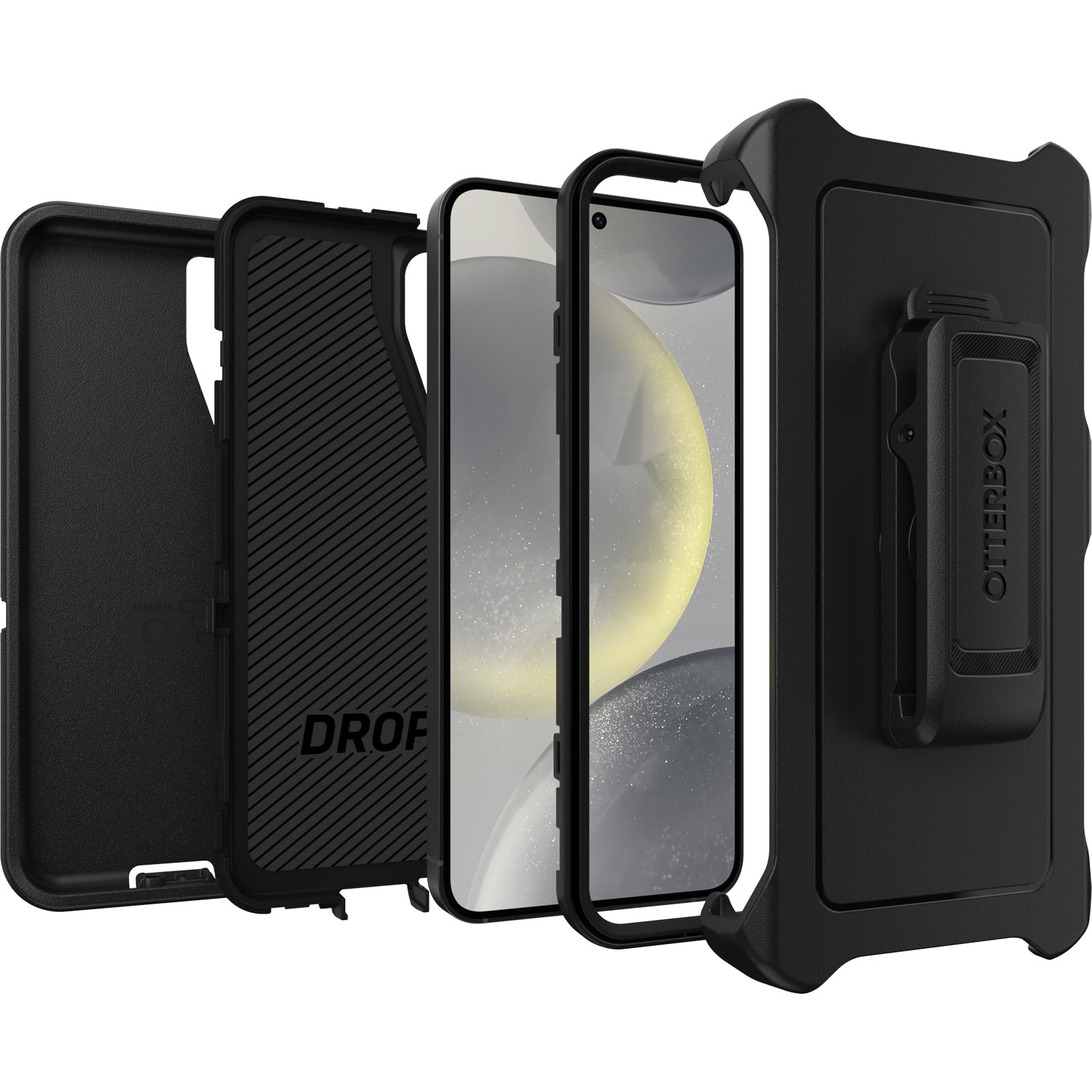 OtterBox Samsung Galaxy S24 Defender Series Case - Single Unit Ships in Polybag, Ideal for Business Customers - Black, Rugged & Durable, with Port Protection, Includes Holster Clip Kickstand