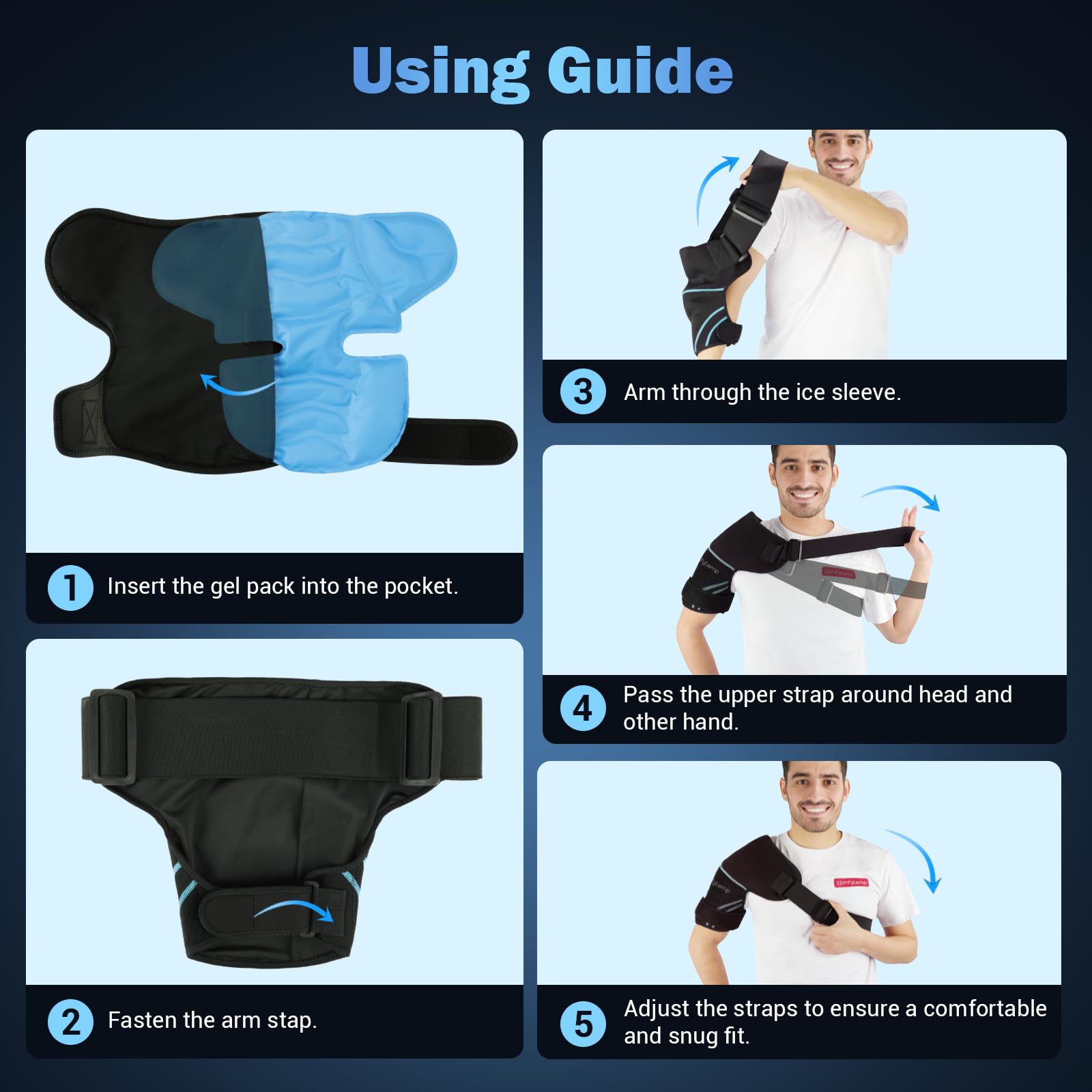 Comfytemp Shoulder Ice Pack Wrap, FSA HSA Eligible, Shoulder Brace with Gel Ice Pack for Injuries Reusable, Physical Therapy Cold Compression Sleeve for Arm Rotator Cuff Pain Relief, Surgery Recovery