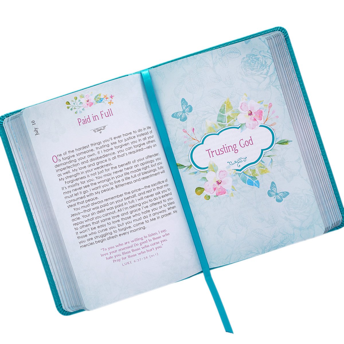 He Whispers Your Name 365 Devotions for Women - Hope and Comfort to Strengthen Your Walk of Faith - Teal Faux Leather Devotional Gift Book w/Ribbon Marker