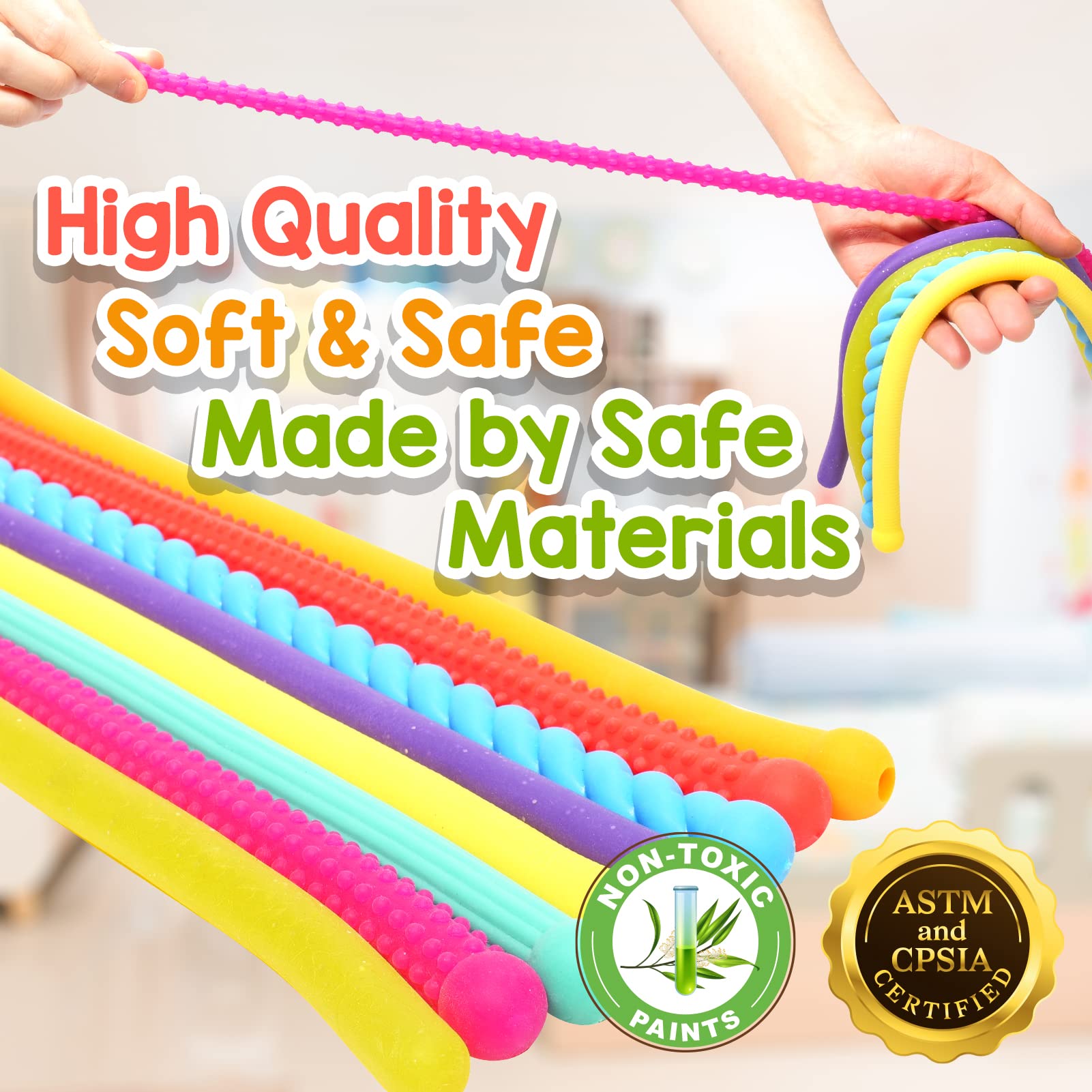 Sensory Autism Toys for Kids - Textured Stretchy Fidget Toys for Stress Anxiety - Sensory Toys Special Needs for Autistic Children Toddlers Boys Girls Stocking Stuffers Gifts, Treasure Box Classroom