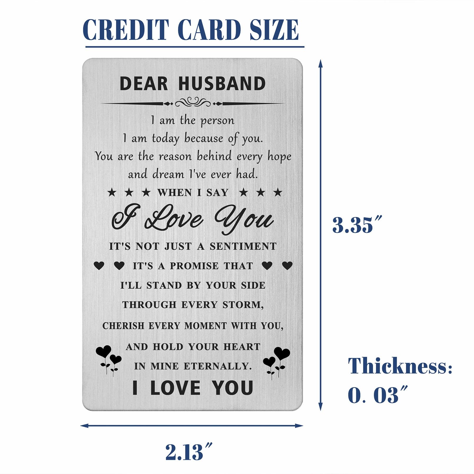 DGXMD Gifts for Husband, Husband Engraved Wallet Card, Birthday Anniversary Card for Husband Him Men from Wife