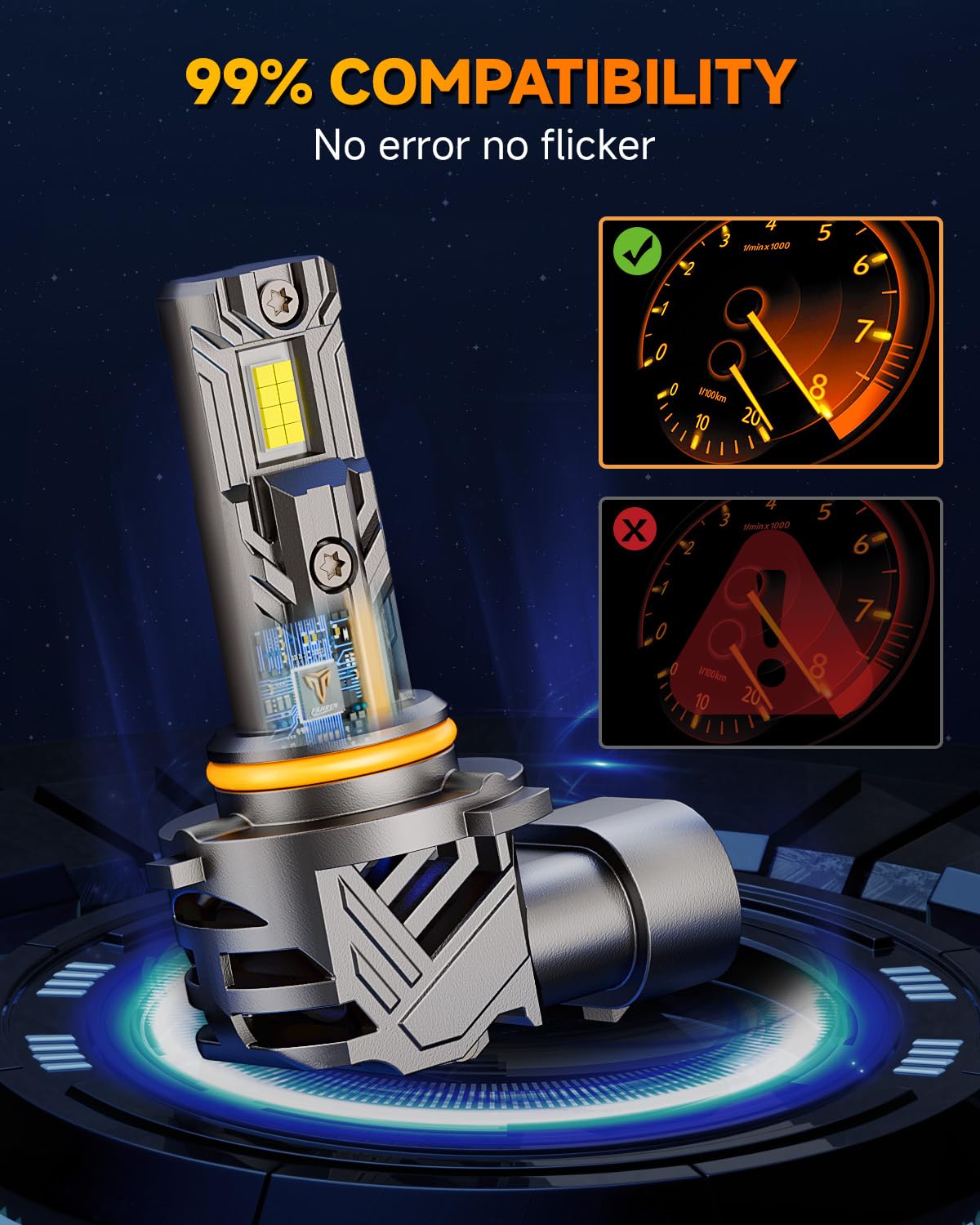 FAHREN 9005 9006 Bulbs Combo, 60000LM 900% Super Bright 9005 9006 Off-Road Use or Fog Light Bulbs, 6500K White Quick Install No Adapter Needed, Pack of 4