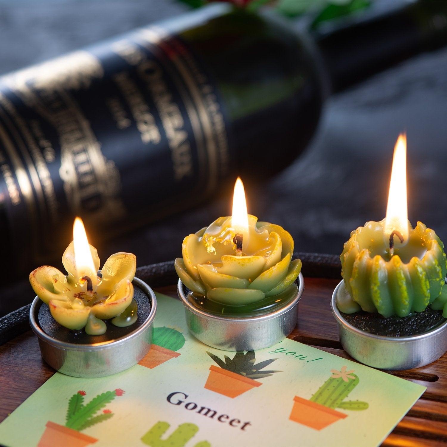 Handmade Delicate Succulent Cactus Candles for Birthday Party Wedding Spa Home Decoration(6 Packs-1)