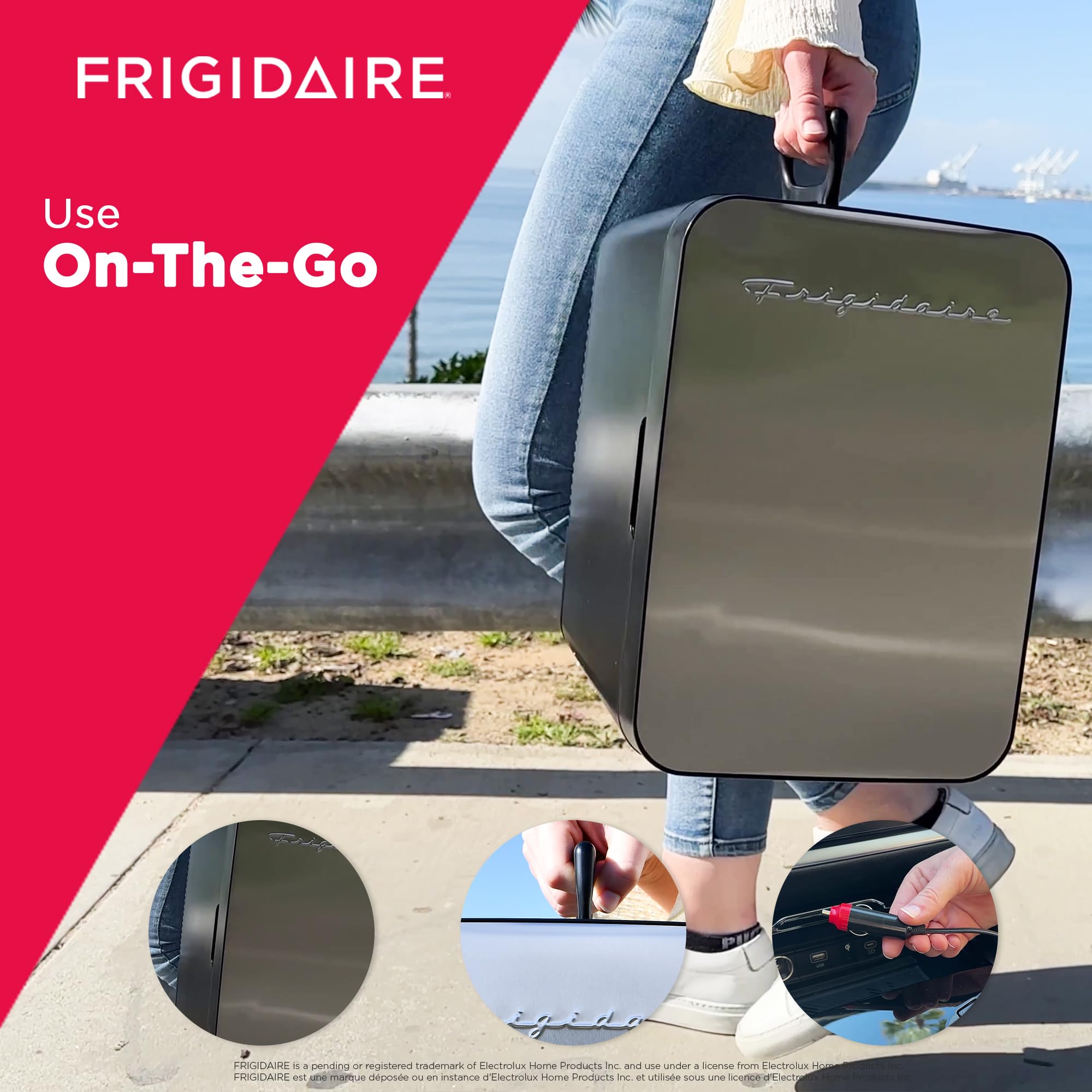 Frigidaire EFMIS188-SS 15 Can Mini Portable Fridge Cooler, 10L, 15-can Capacity, Brushed Stainless Rugged Finish