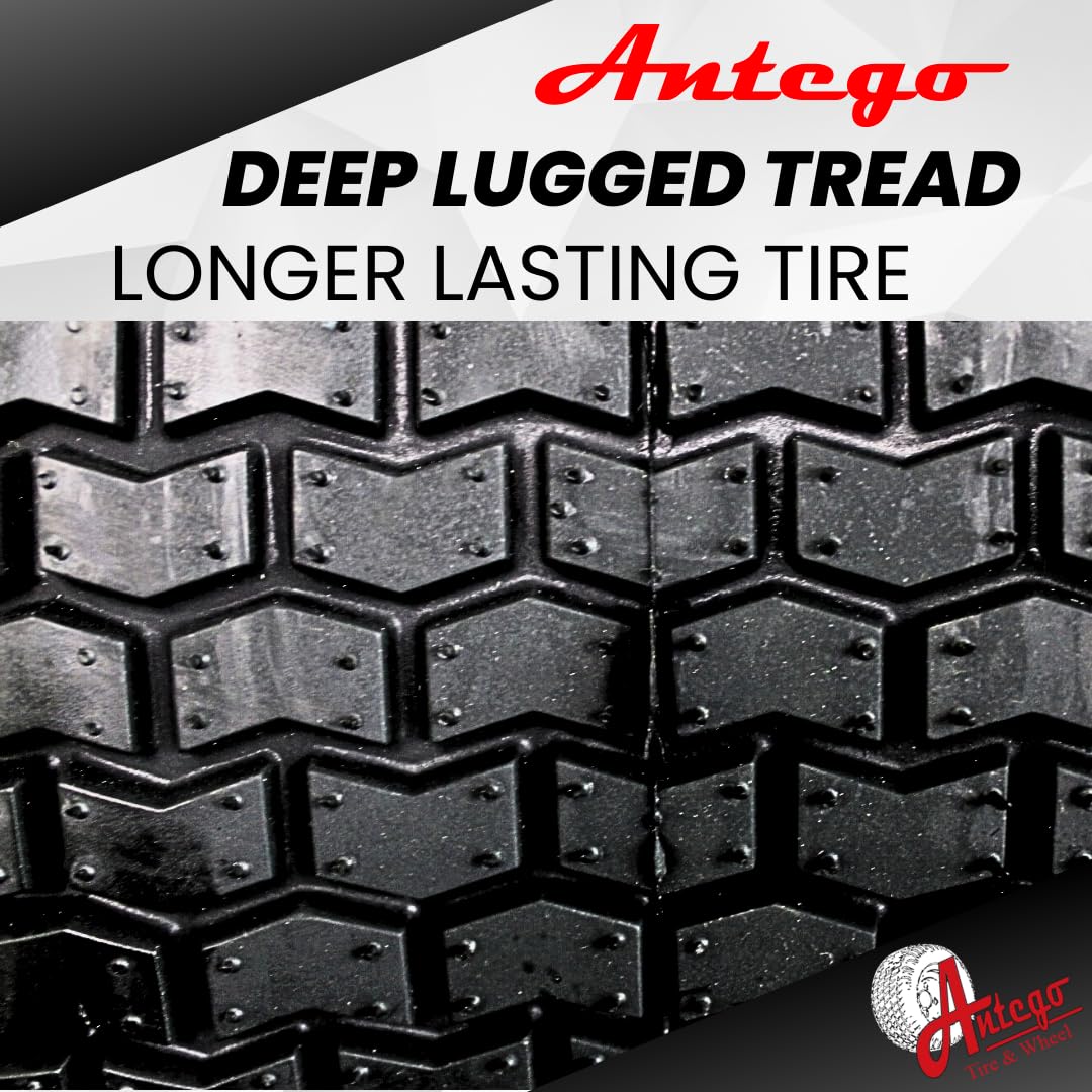 Antego Tire & Wheel (Set of 2) 15x6.00-6 Tire and Wheel Assemblies, ATW-001, 4 Ply Turf Tires, .75" Precision Ball Bearings, Poulan/Husqvarna Mower Front Tires, and Honda Lawn Mower Tires 15x6.00-6