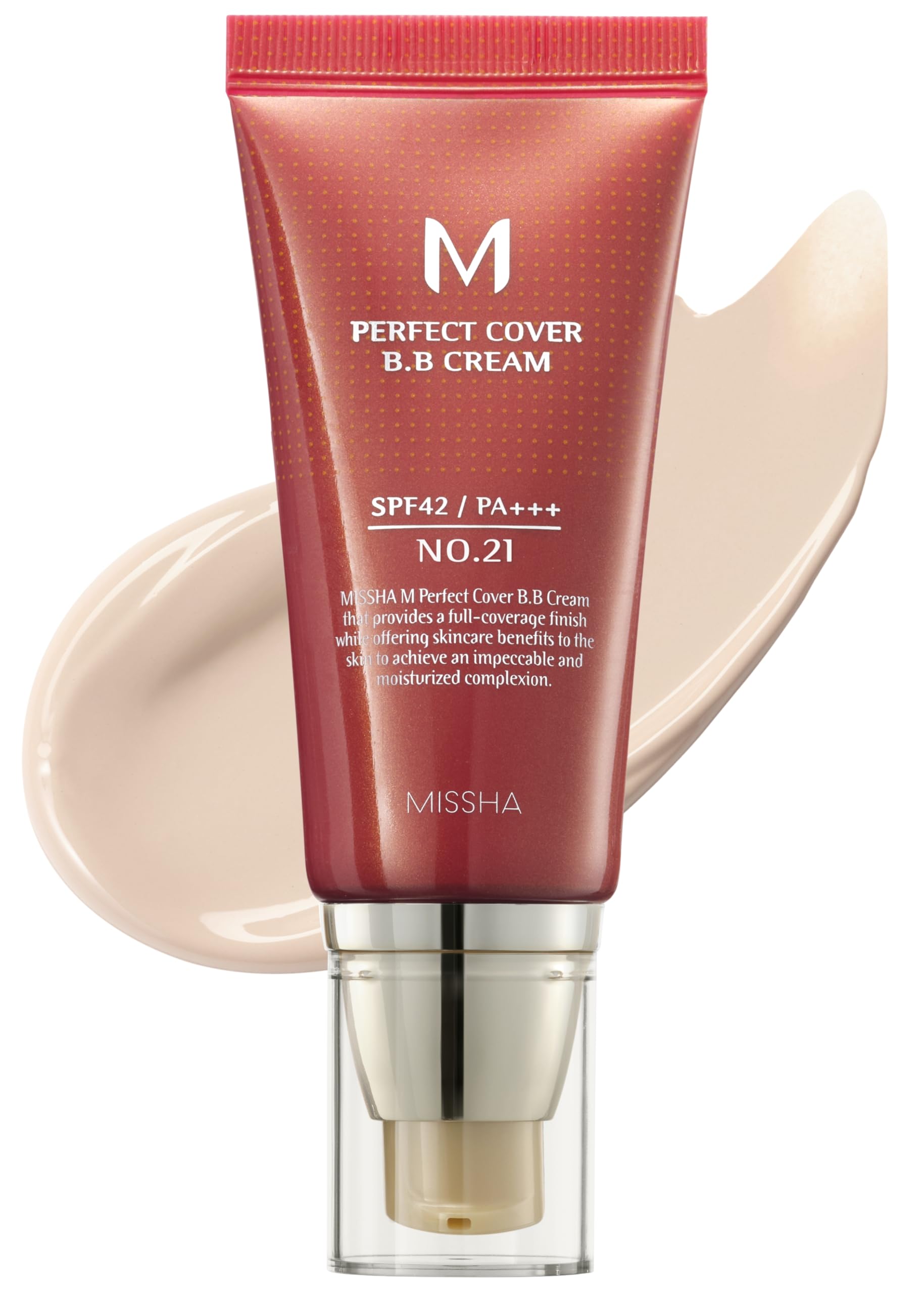 MISSHA M Perfect BB Cream No.21 Light Beige for Bright Skin SPF 42 PA +++ 1.69 Fl Oz - Tinted Moisturizer for face with SPF