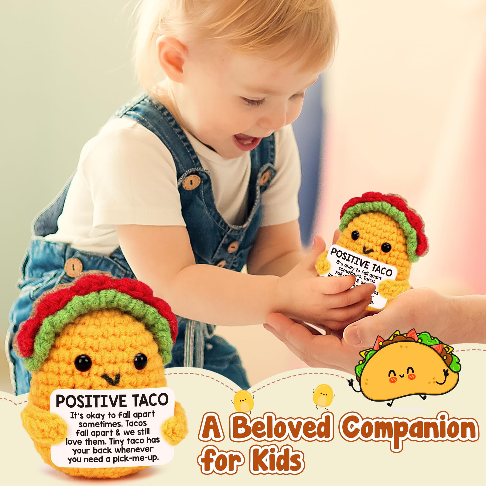 Positive Crochet Taco Birthday Gifts for Women Men Teacher Appreciation Mothers Day Graduation Gift Adult Kids Son Mom Dad Daughter Sister Friend Coworkers Self Care Emotional Inspirational Support