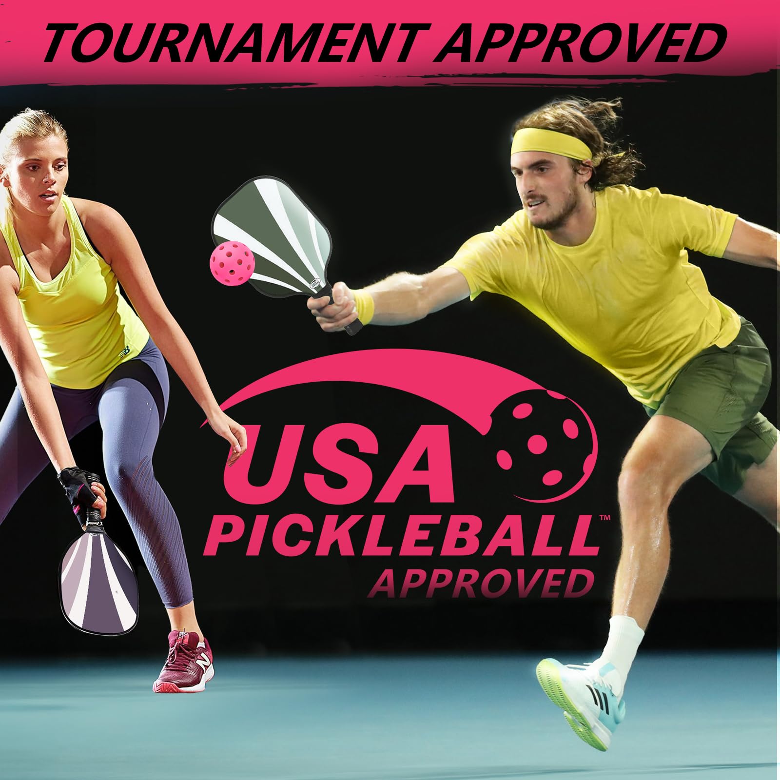 TZWAY Indoor and Outdoor Pickleball Balls - USAPA Approved - X-40 Pickleball Balls - High Elasticity & Durable - 8 Pack Pink