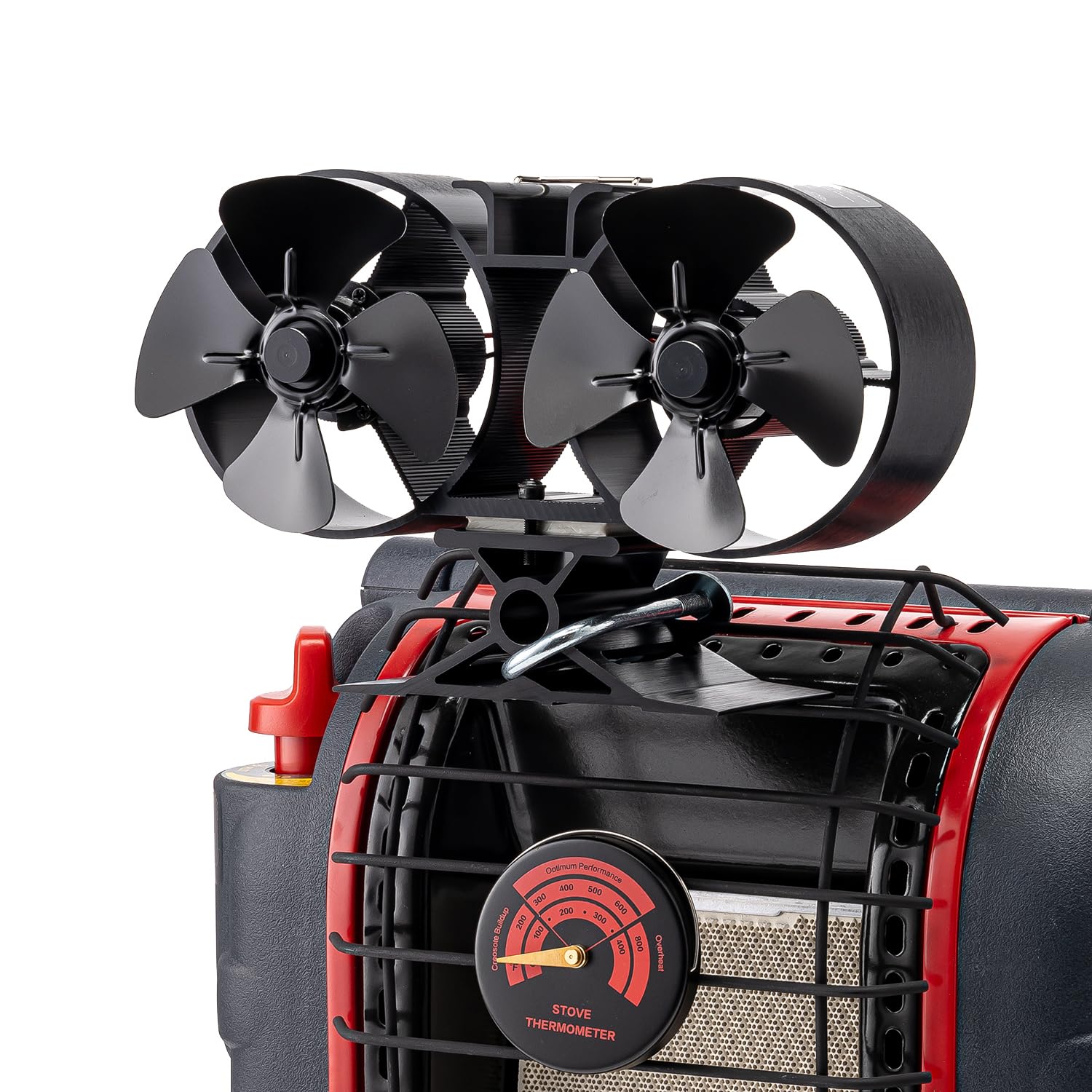 CRSURE Wood Stove Fan for Buddy Heater, Heat Powered Fireplace Fan with Meganect Thermometer, Dual Motors Fan for Mr Heater, Gas/Pellet/Wood/Propane Log Burner Stove, Non Electric