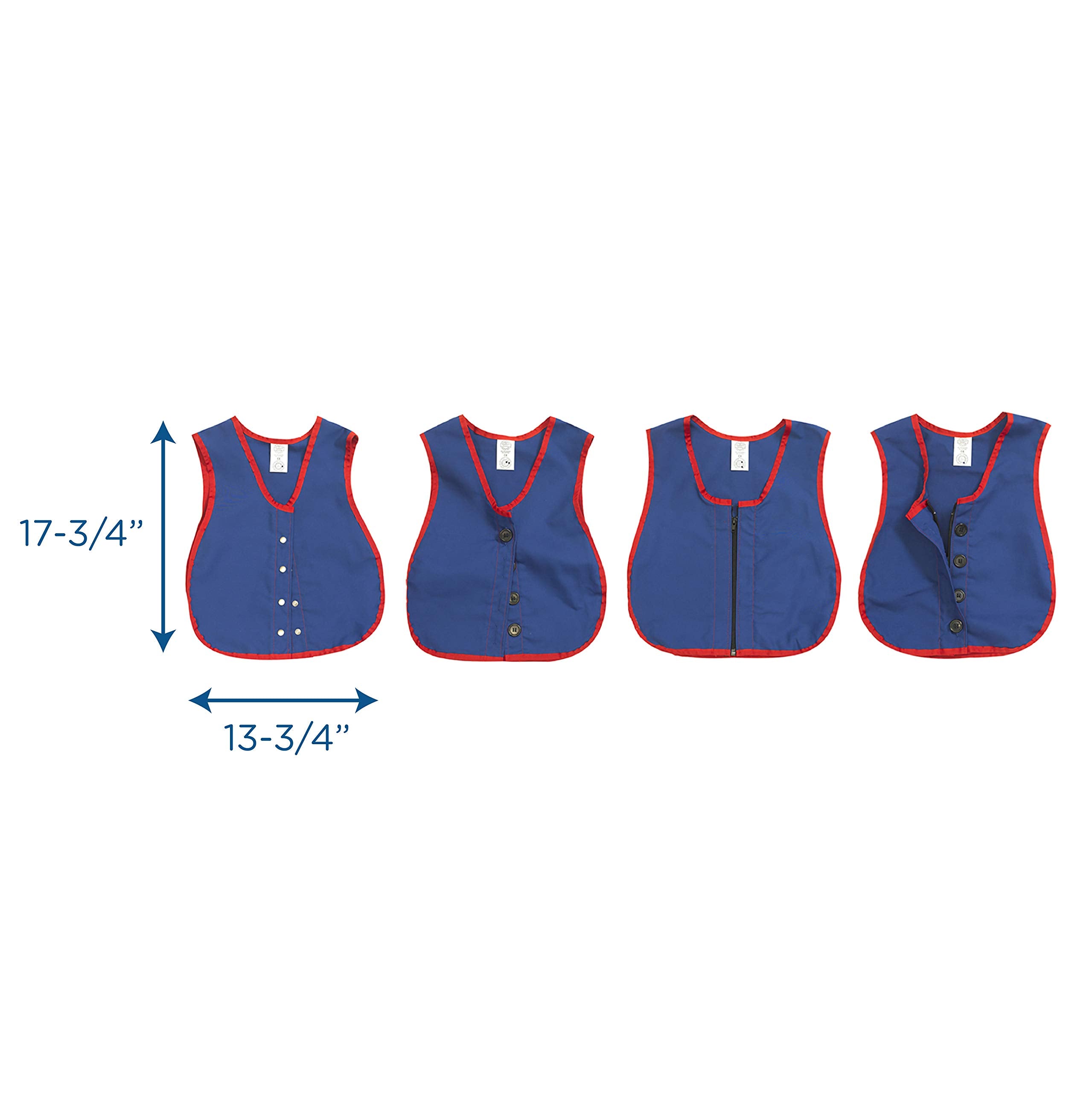 Children's Factory Snap, Button, Zipper Manual Dexterity Learning Vests for Toddlers Ages 3+ Years, Set of 4, Blue, Kids US