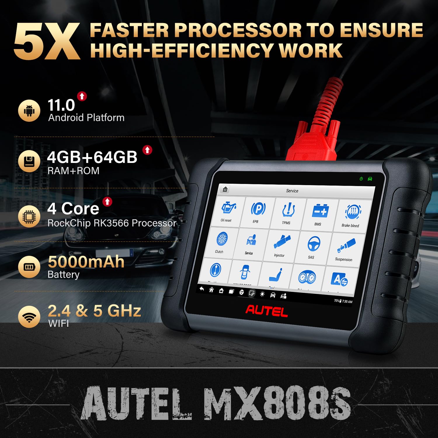 Autel MaxiCheck MX808S Scanner, 2024 Bidirectional 11OS US Ver. of MaxiCOM MK808S/ MK808Z, Function as MX900 MK900 MK900BT, 3000+ Active Test, 28+ Service, OE All System Scan Tool, FCA Autoauth