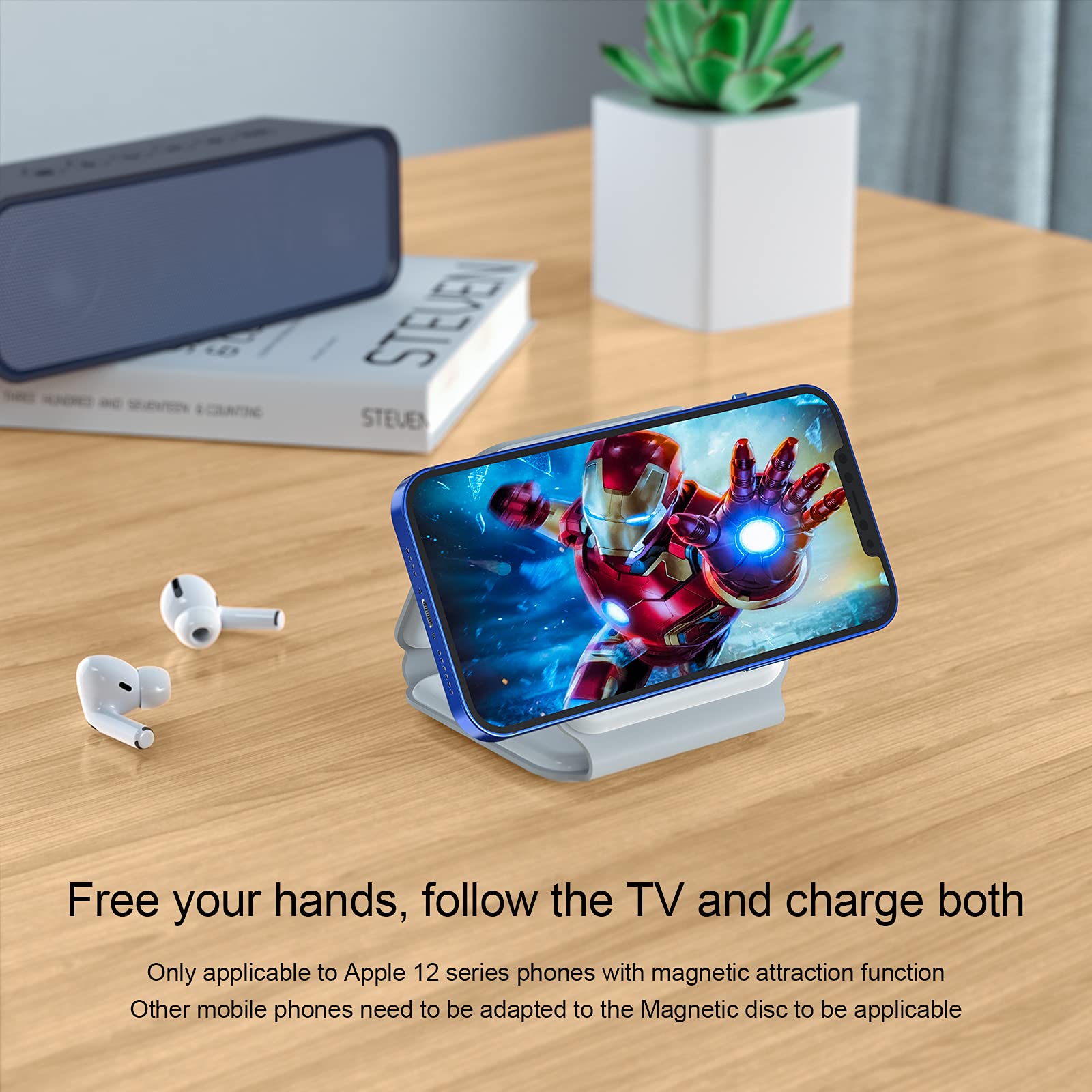 3 in 1 Wireless Charger, IIOZO Magnetic Travel Wireless Charging Station Multiple Devices, 3-in-1 Foldable Wireless Charging Station with 20W USB C Charger for iPhone 15/14/13/12/iWatch/AirPods Pro