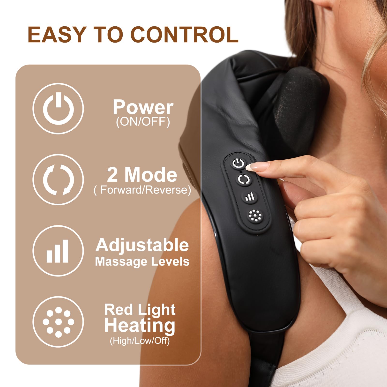 Multifunctional Neck and Shoulder Massager with Heat, Shiatsu Deep Tissue Kneading Massage Pillow for Pain Relief with Straps and Multiple Modes, Portable Full Body Massage for Home, Car, Office Use