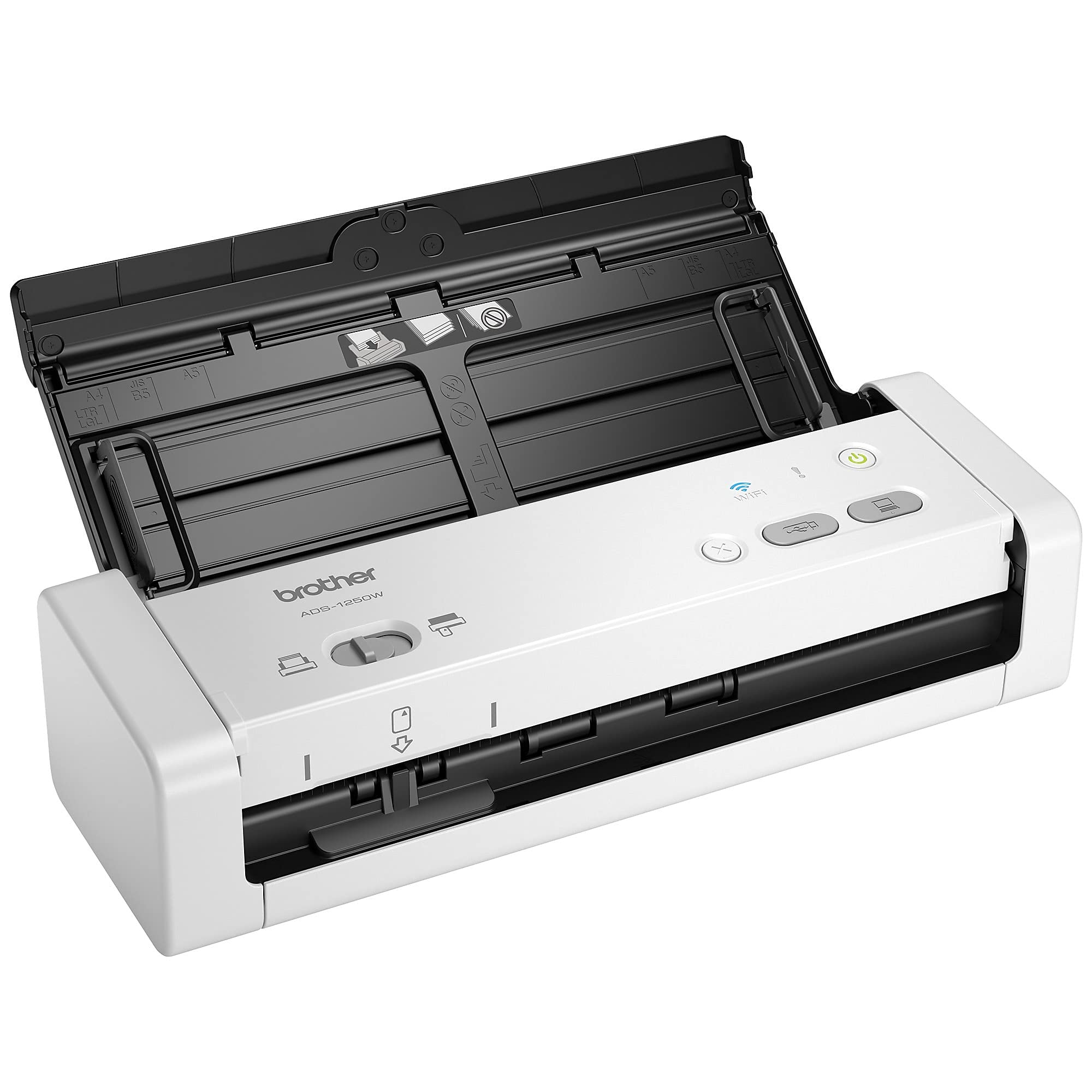 Brother Wireless Portable Compact Desktop Scanner, ADS-1250W, Easy-to-Use, Fast Scan Speeds, Ideal for Home, Home Office or On-The-Go Professionals, White
