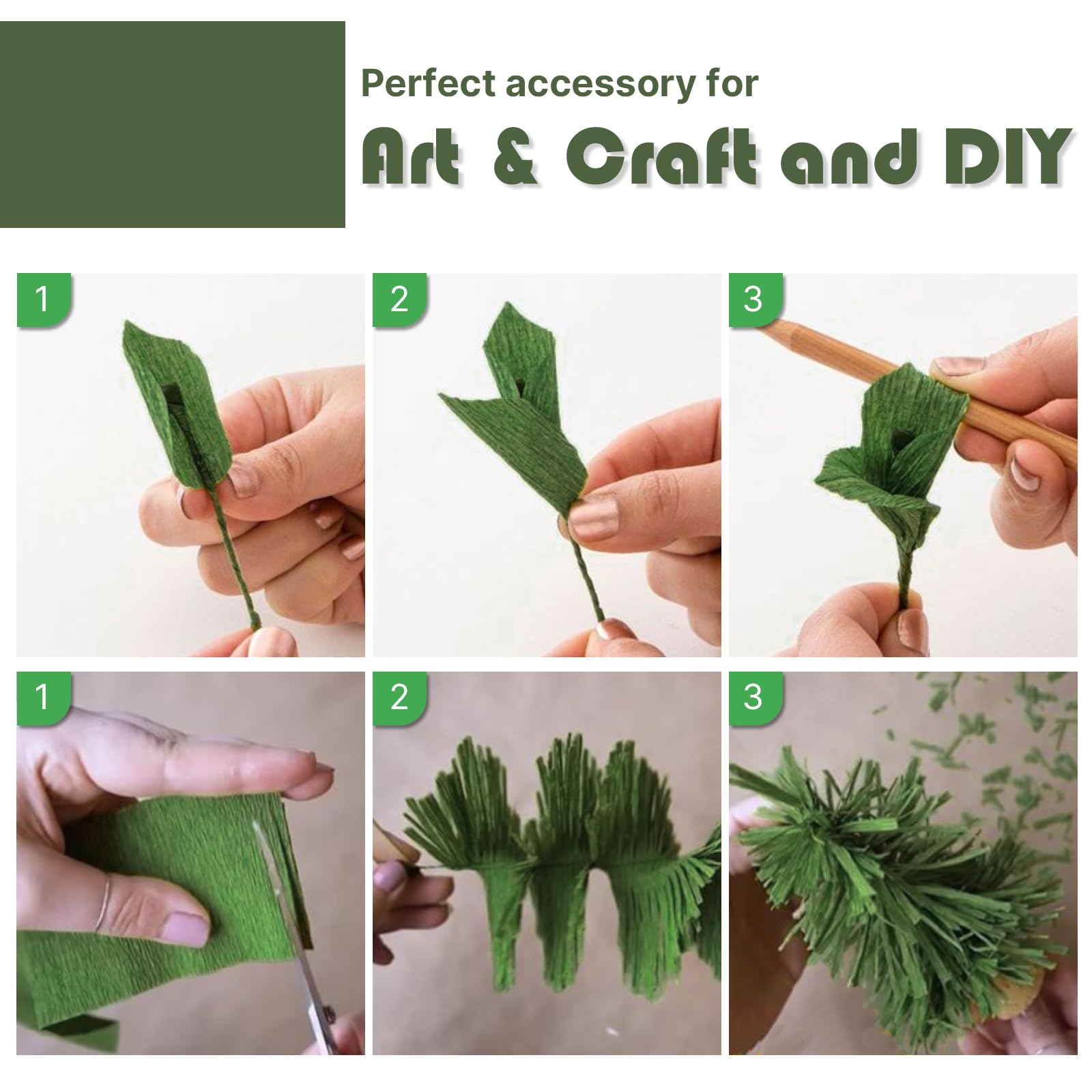 PartyWoo Green Crepe Paper Streamers 10 Rolls 820 ft Pack of Gold and Shades Sage Green Crepe Paper for Graduation Wedding Jungle Birthday Party Decorations (1.8 Inch x 82 Ft/Rolls)