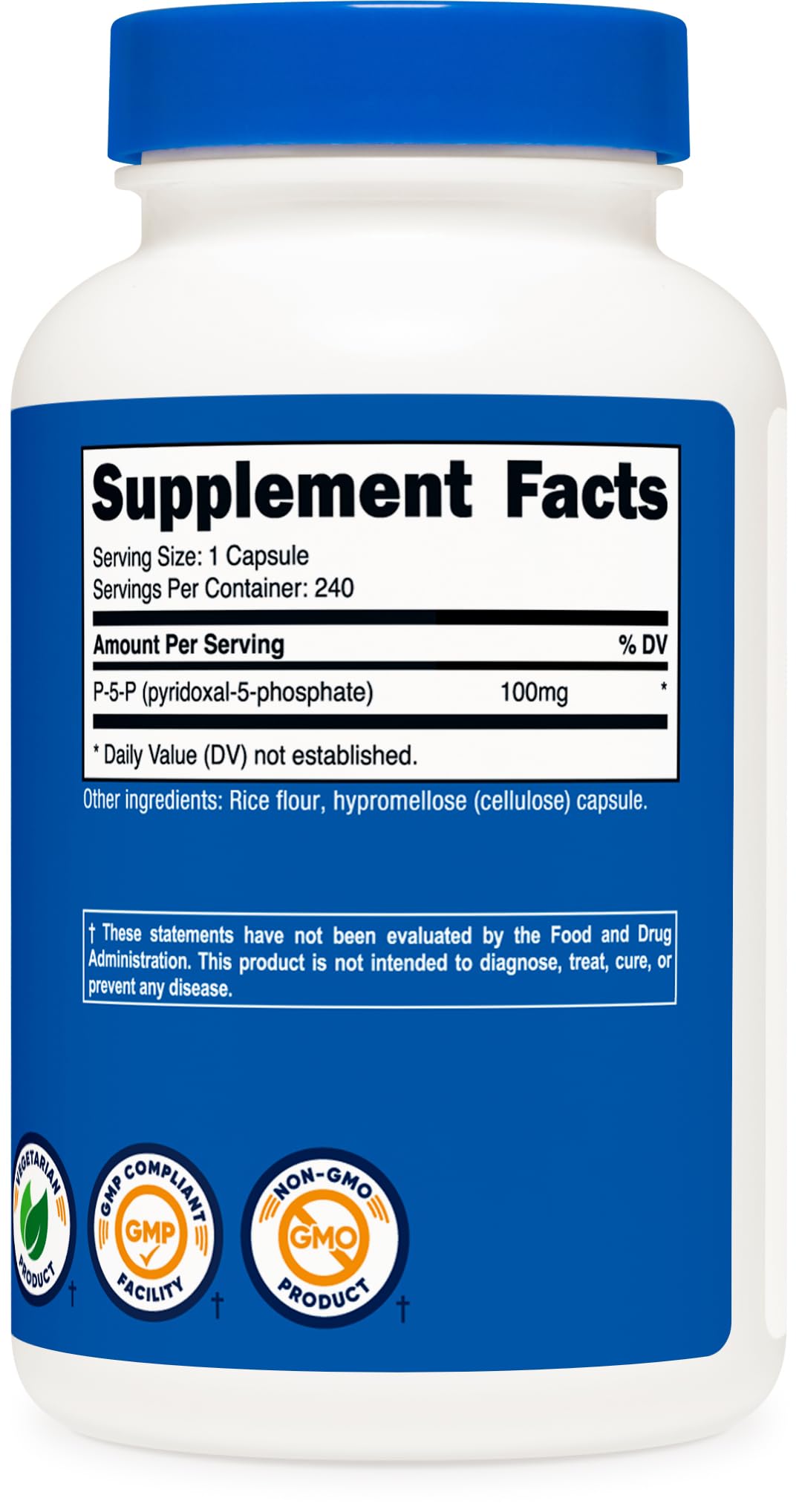 Nutricost P5P Vitamin B6 Supplement 100mg, 240 Capsules (Pyridoxal-5-Phosphate) - Vegetarian Friendly, Non-GMO, Gluten Free