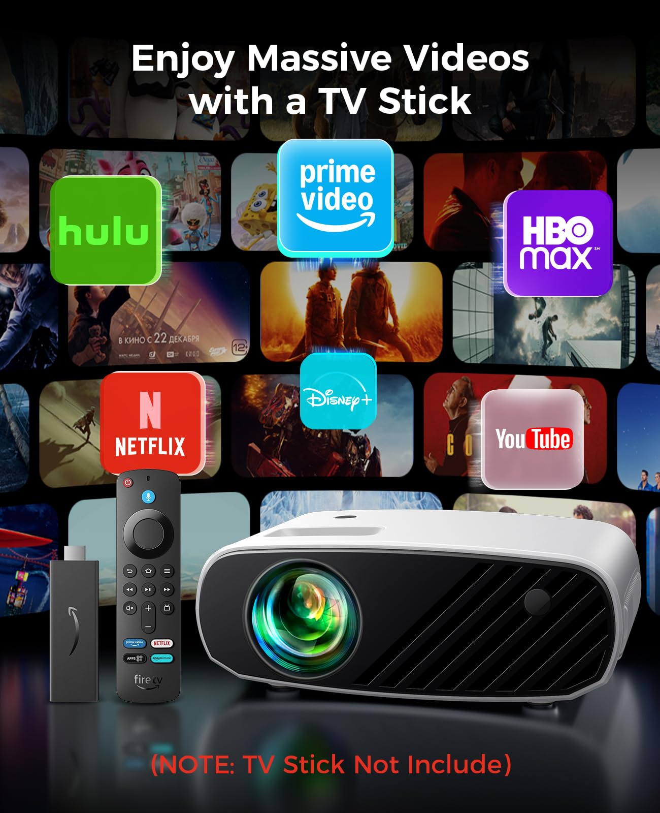 Mini Projector for iPhone, ELEPHAS 2024 Upgraded 1080P HD Projector, 8000L Portable Projector with Tripod, Movie Projector Compatible with Android/iOS/Windows/TV Stick/HDMI/USB