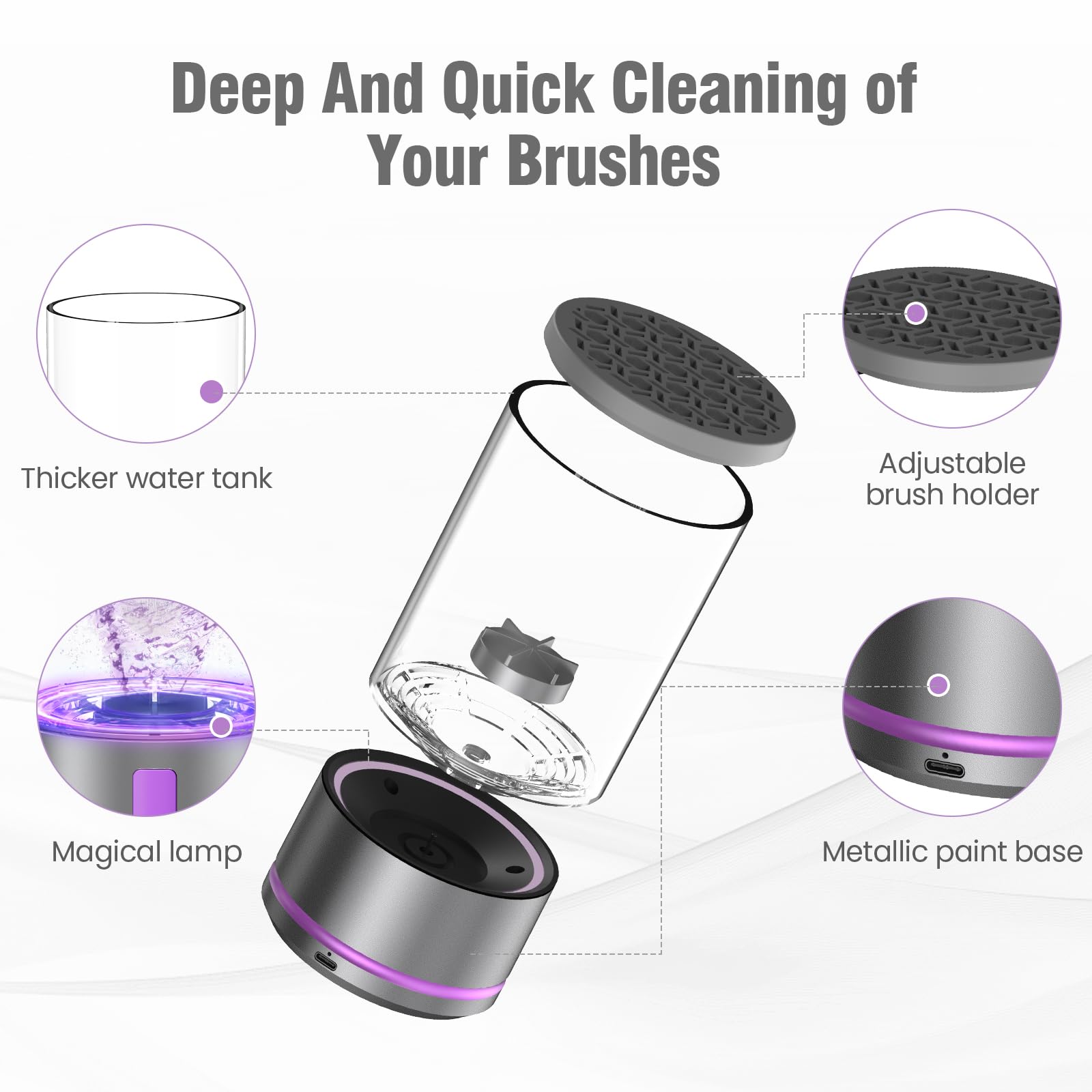 Electric Makeup Brush Cleaner machine, 2 in 1 Makeup Brush Dryer & Makeup Brush Washer Combined, Automatic Spinning Makeup Brush Cleaner For All Size Makeup Brush and Sponges