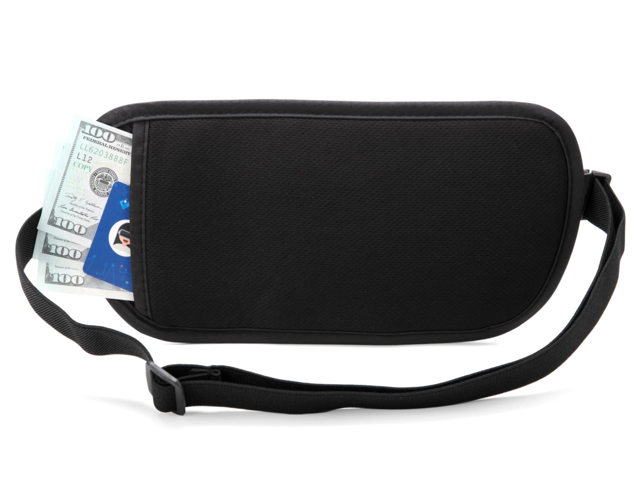 Money Belt - Passport Holder Security Hidden Slim Travel Wallet Fanny Pack with RFID Blocking