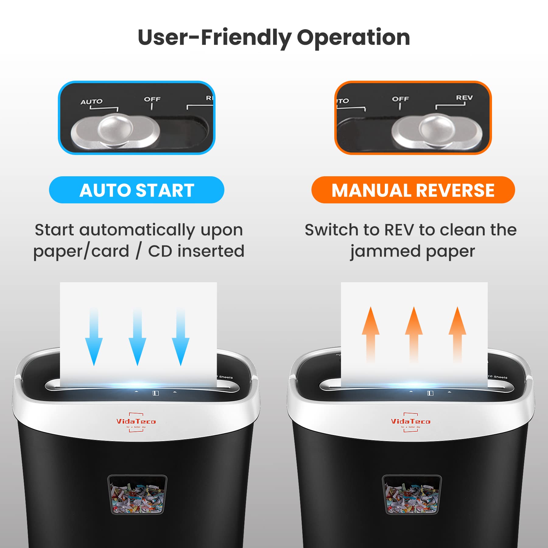 Paper Shredder for Home Office,VidaTeco 10-Sheet Cross-Cut Shredder with US Patented Cutter,Also Shreds Card/CD/Clip,Paper Shredder for Home Use Heavy Duty,Durable with Jam Proof,3.9-Gallon Bin(ETL)