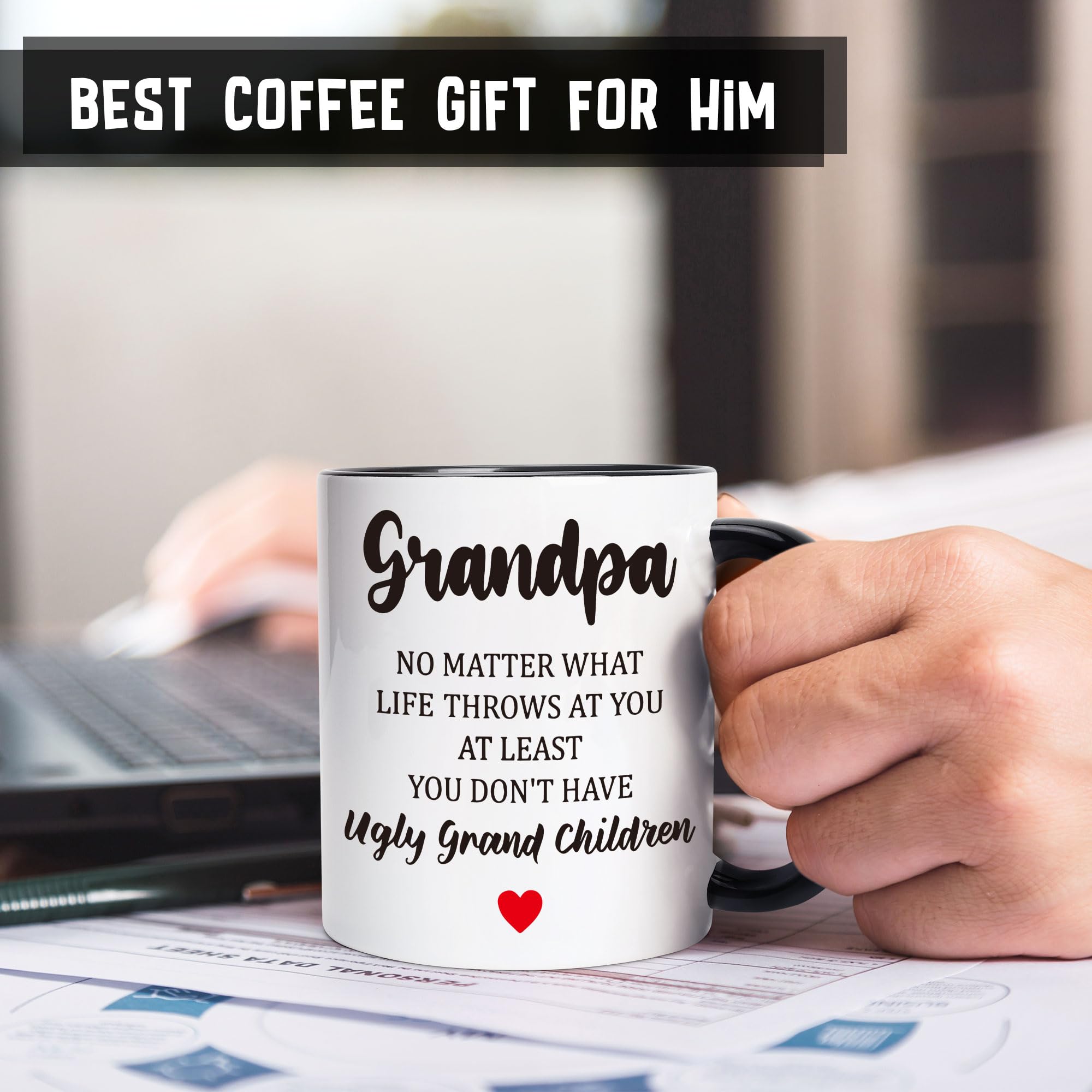 Gift for Grandpa Christmas Papa Xmas Presents for Grandfather, Granddad, Gramps, Papa, Poppy, Funny Thoughtful Gifts for Grandpa Ceramic Mug, Birthday, Fathers Day from Grandkids Grandchildren