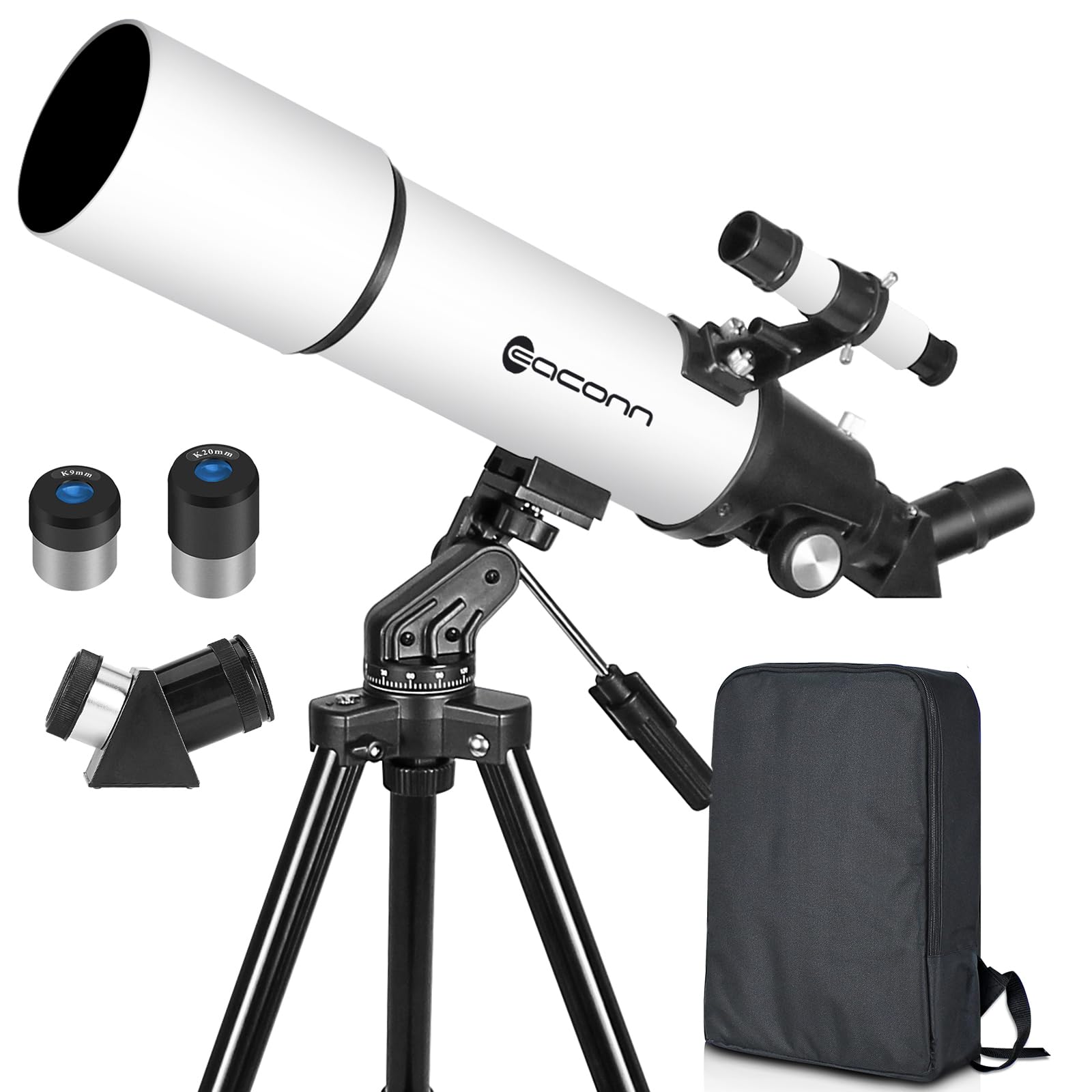 Telescopes for Adults Astronomy, 80mm Aperture 600mm Refractor Telescope for Kids & Beginners, Compact and Portable Travel Telescopio with Backpack