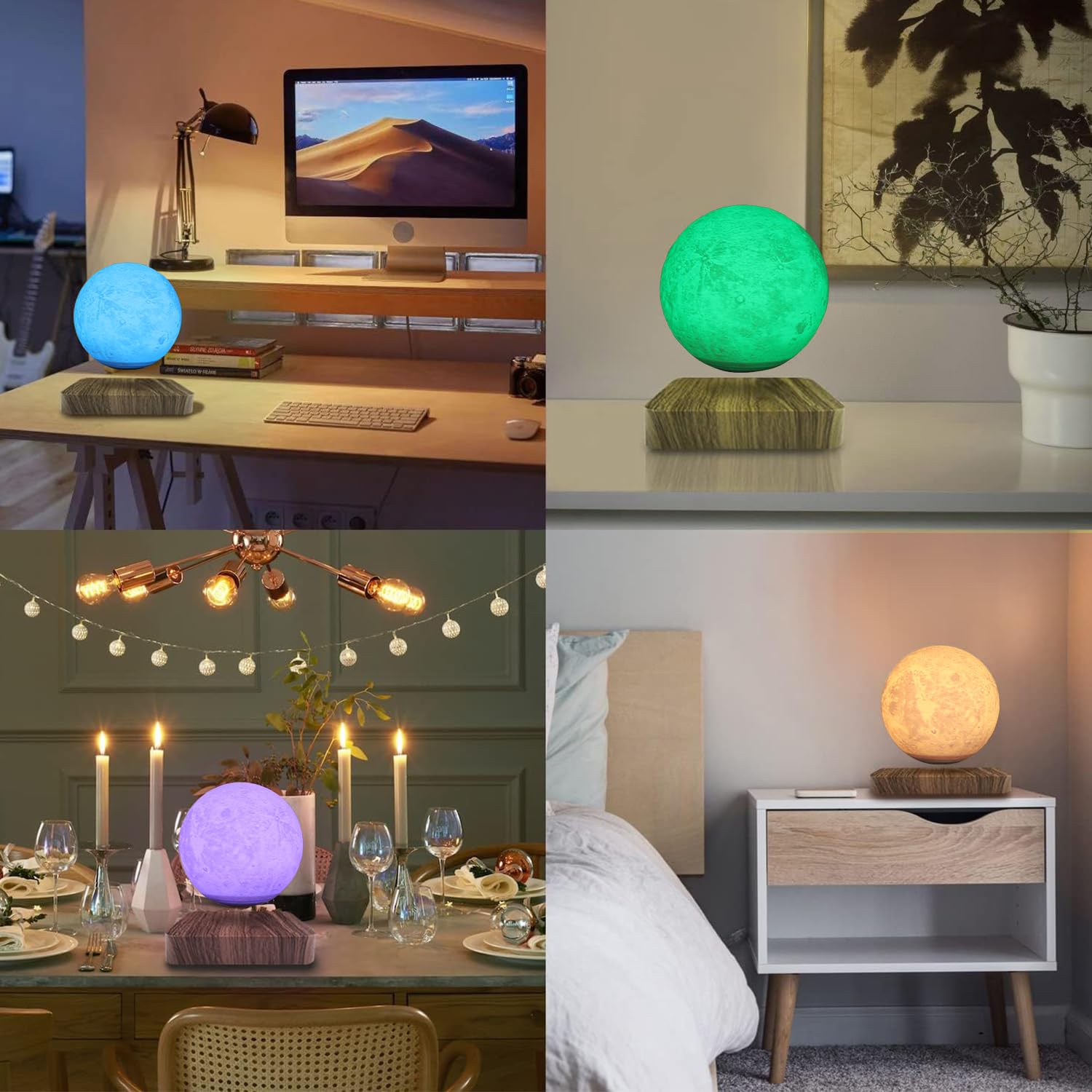 Flagest Floating Moon Lamp 16 Colors Adjustable Brightness Levitating Moon Lamp with Remote Control, Room Desk Decor Magnetic Levitation Moon Night Light, Birthday Holiday Unique Item