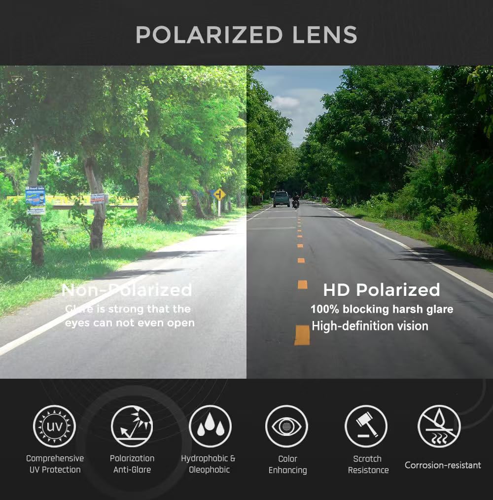 CARFIA Retro Acetate Polarized Sunglasses for Men UV400 Protection Driving Outdoor Anti-Glare Sun Glasses