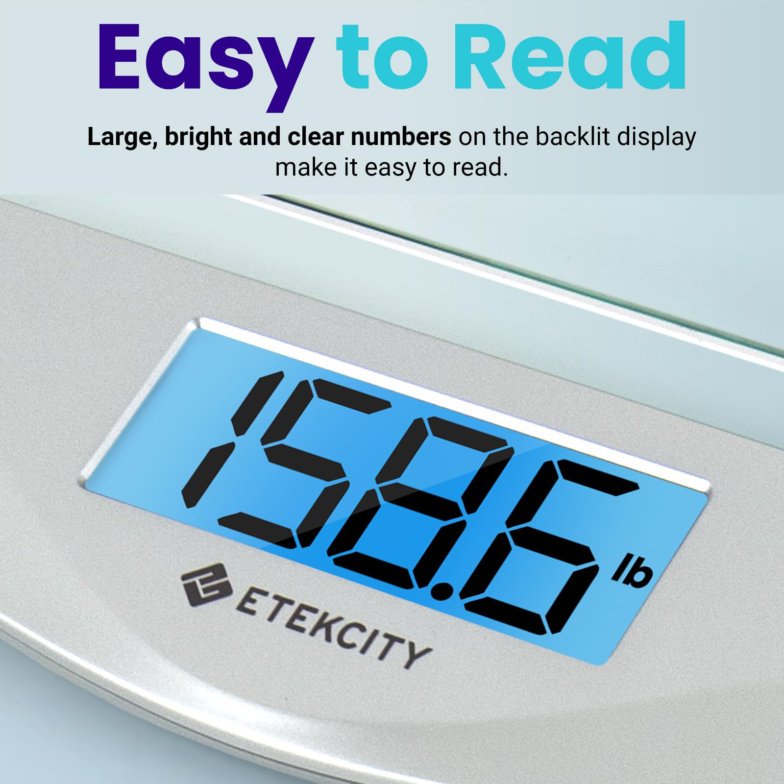 Etekcity Digital Body Weight Bathroom Scale, Large Blue LCD Backlight Display, High Precision Measurements,6mm Tempered Glass, 400 Pounds