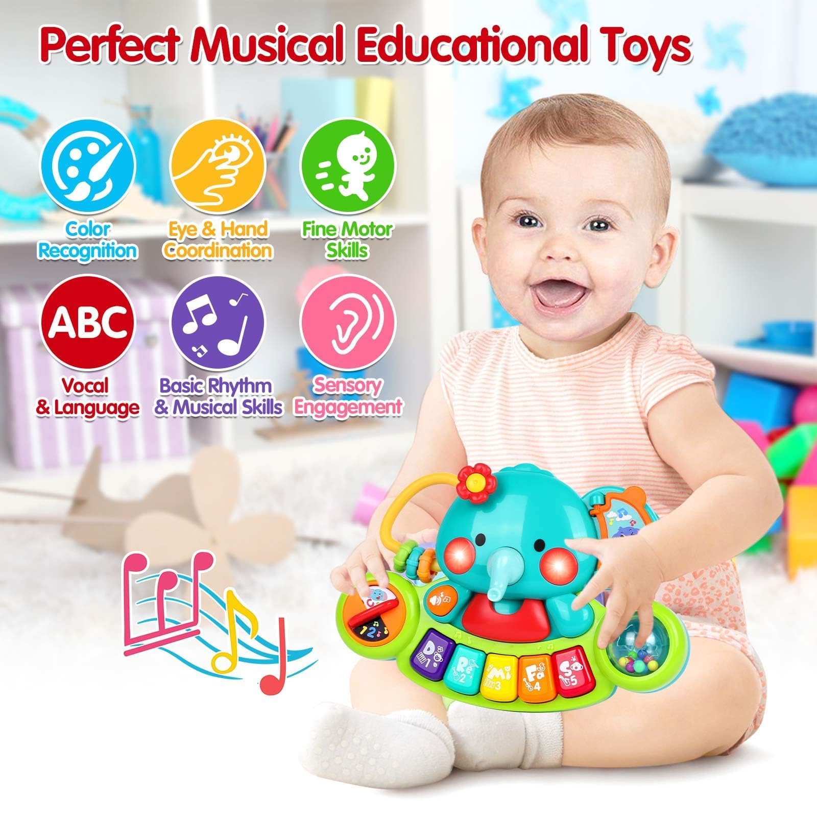 Baby Piano Toy 6 to 12 Months Light Up Music Baby Toys for 0 6 9 12 18 Months Early Learning Educational Piano Keyboard Infant Toys Baby Girl Piano Toy 1 Year Old Boy Girl Gifts