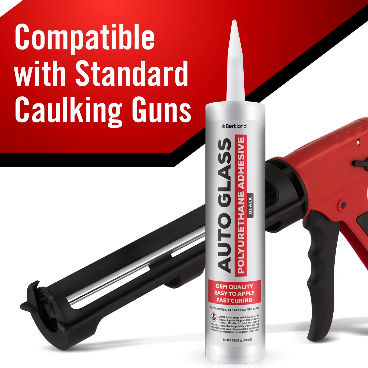 [2 Pack] Polyurethane Windshield Adhesive with Fast Curing Formula - High Bond Strength Window Sealant Compound - Easy Automotive Glass Glue - Windshield Sealant Black - Vehicle & RV Polyurethane Glue