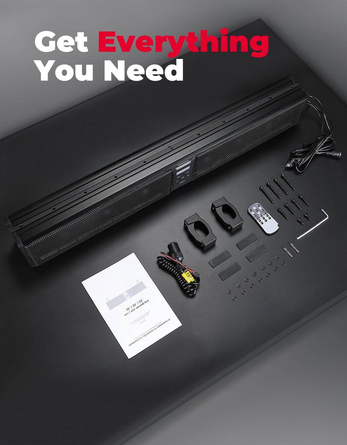 KEMIMOTO 33 inch 8 Speaker Louder UTV Sound Bar Waterproof Bluetooth, Heavy-Duty Aluminum, Music Sync Multicolor Light SXS Speakers, Soundbar for UTV Golf Cart Marine Boat with 1.75''-2.25'' Roll Bar