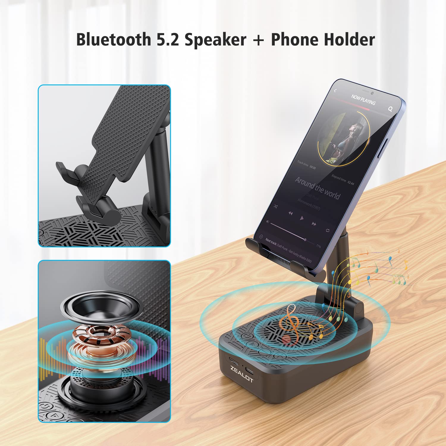 ZEALOT Bluetooth Speaker with Phone Stand, Phone Holder,Ipad Stand and Holder,Cell Phone Stand,Compatible Widely,Gifts for Women or Men