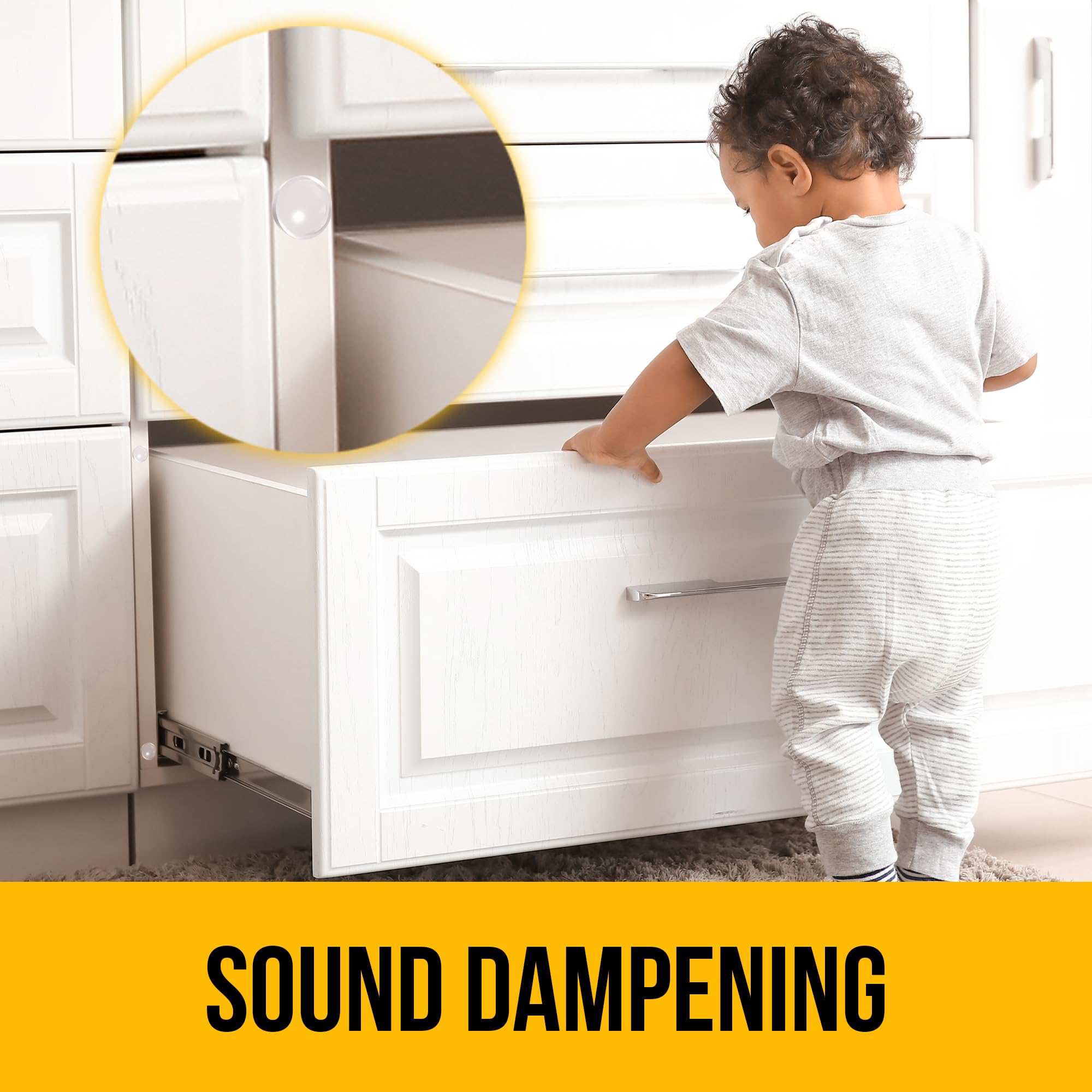 128 Clear Silicone Bumper Pads – Self-Adhesive Sound Dampening Stops with Flat Dome Shape Design for Cabinet Doors, Drawers, Cupboards, Glass Surfaces, Picture Frames – Vellax