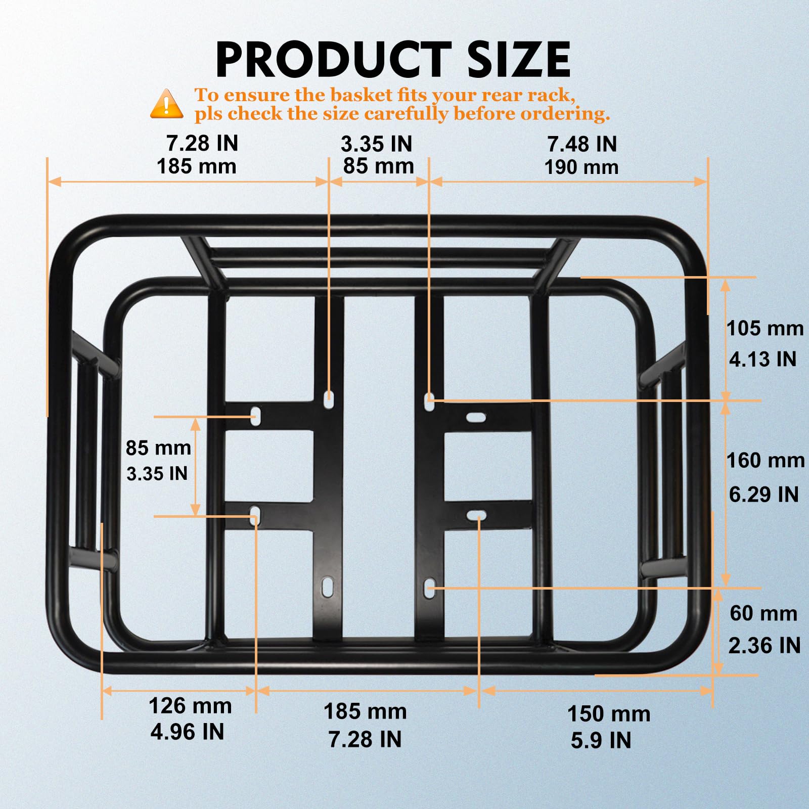 RAYMACE Rear Rack Bike Basket with Cargo Net and Liner Large Bicycle Basket Perfect Mount for Electric Bike