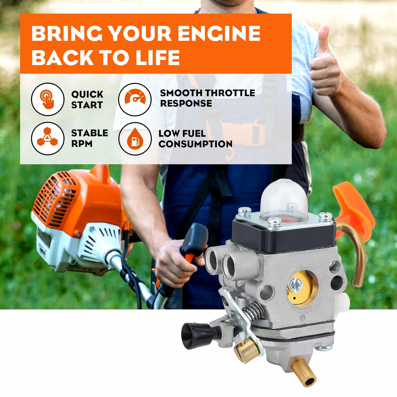 Hipa FS90R Carburetor for STIHL HT101 FS110R FS90 KM110R FS100RX KM90R FS110 FS130R FS 90R KM130R HT 101 FS 110 FS130 FS 110R FC90 HT131 HL100K HL100 FS100 HT100 FS87 HL90 Trimmer C1Q-S174
