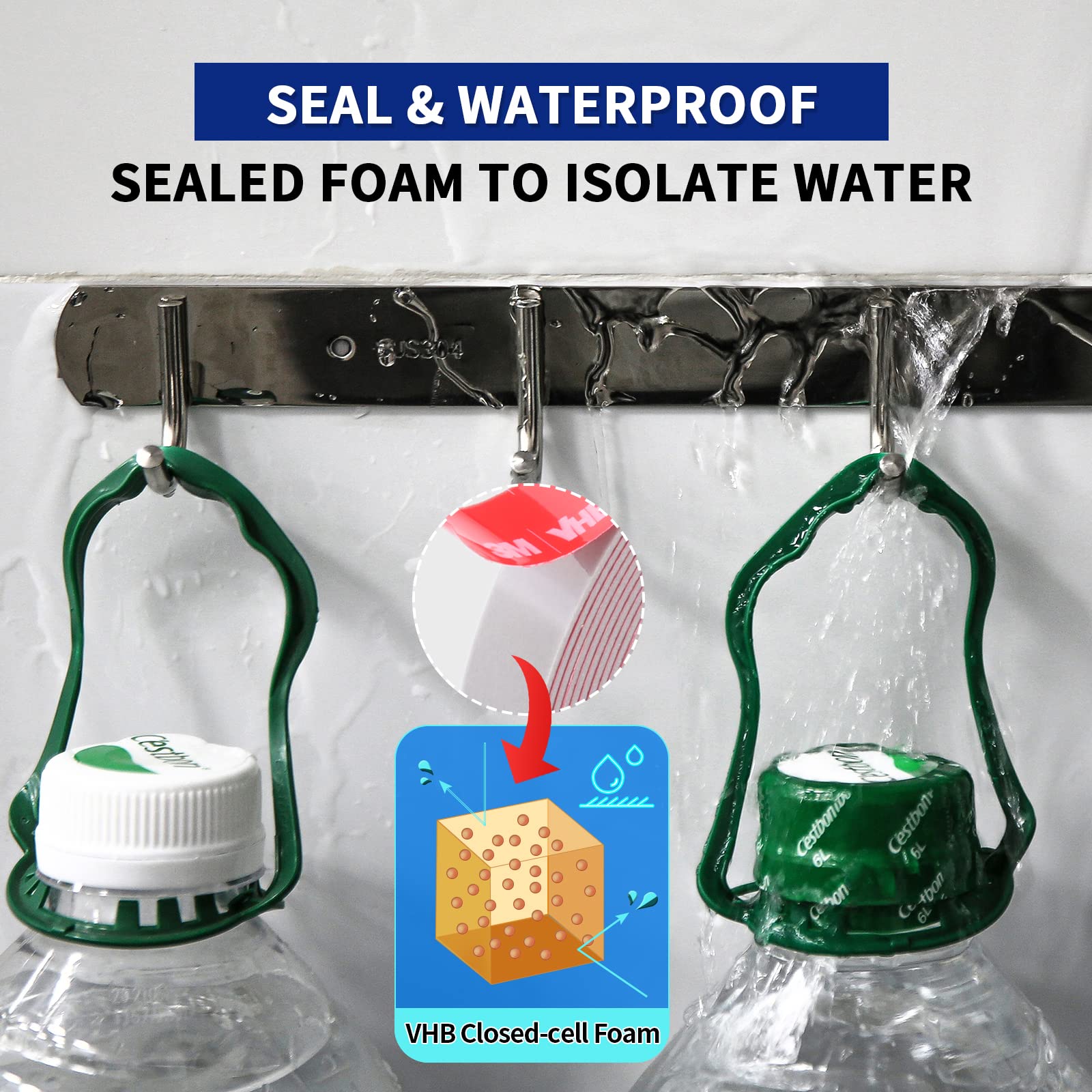 PHIXBEAR Super Strong Adhesion, Heavy Duty Double Sided Tape, Waterproof for Indoor & Outdoor Use, Multipurpose Automotive Wall Mounting Foam Adhesive (0.6in×30ft), 2 Rolls