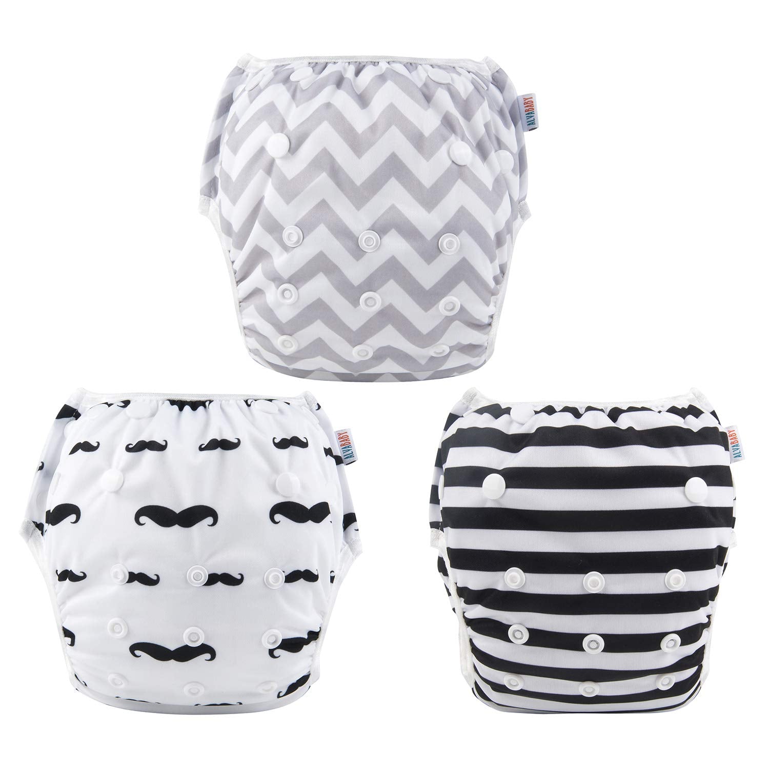 Alva Baby Swim Diapers 3pcs Reuseable Washable & Adjustable for Swimming Lesson & 0-2 Years Baby Boy Girl 3SWY01