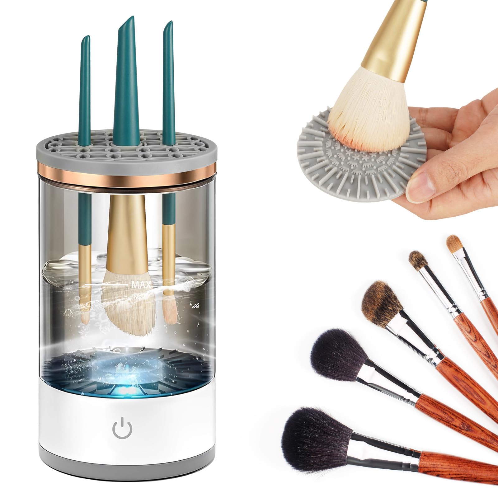 Automatic Makeup Painting Brush Cleaner, 4-IN-1 Multifunctional Tool, Deeper Clean, Air Drying, Dust-proof, for All Size Brushes, Versatile Design