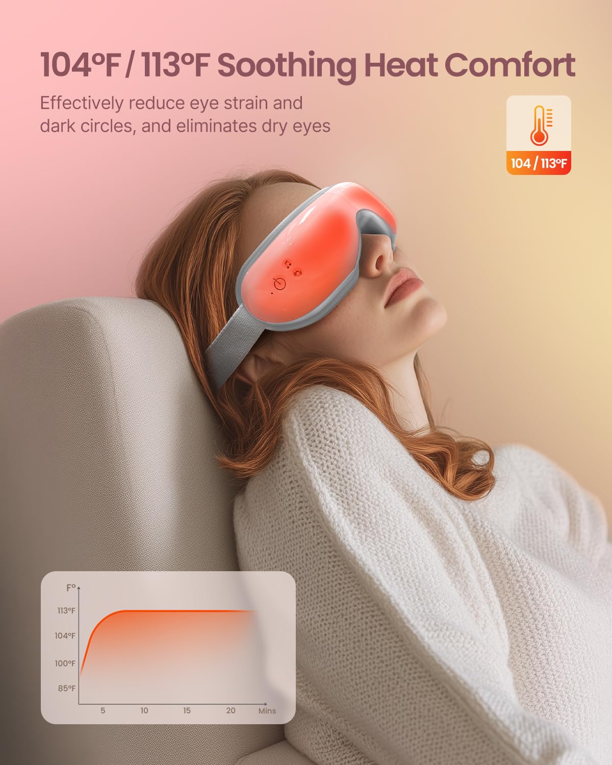 RENPHO Valentine's Day Gifts for Women Eyeris 1V Voice Controlled Eye Massager for Migraines, Bluetooth Music Heated Eye Care Machine, Relax & Reduce Eye Strain Dark Circles Eye Bags, Face Massager