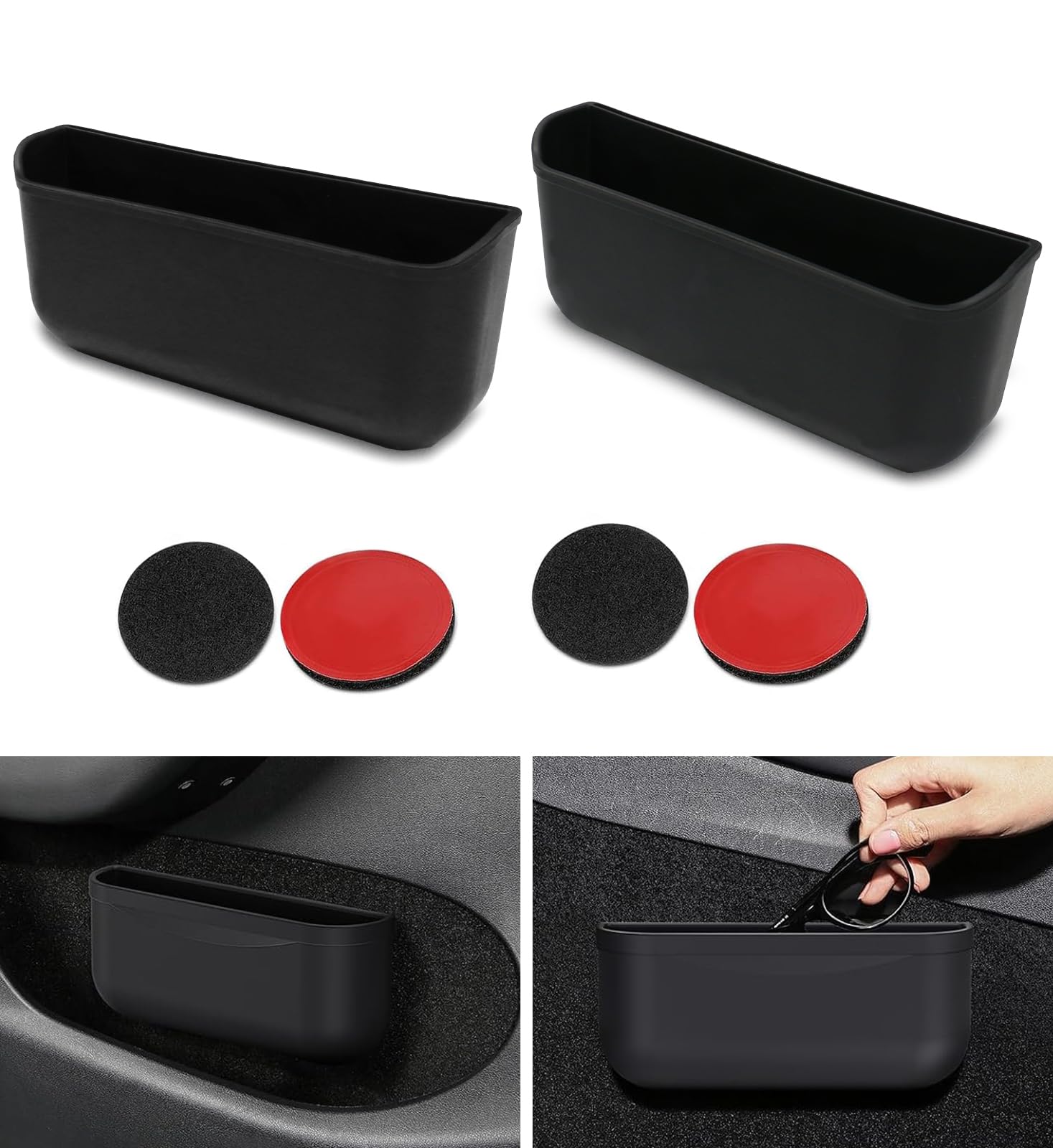 WinDu 2PCS Center Console Organizer for Tesla Model 3 Model Y, Detachable Silicone Storage Box Model 3 Model Y Accessories for Flocking Interior Sunglasses Phone Coin Trash Debris Organizer