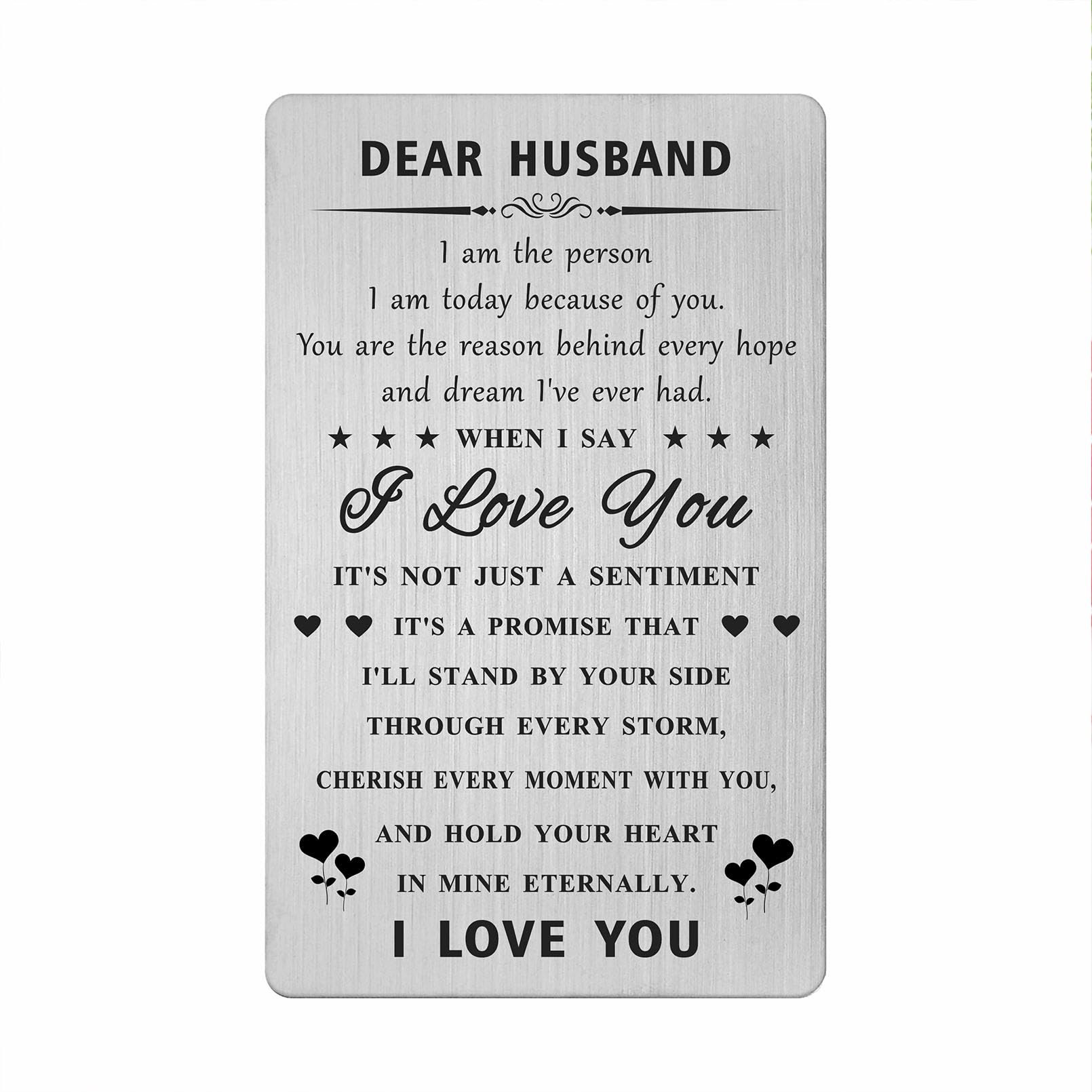 DGXMD Gifts for Husband, Husband Engraved Wallet Card, Birthday Anniversary Card for Husband Him Men from Wife