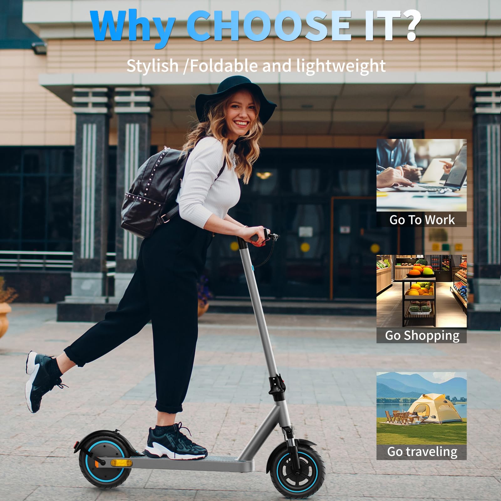 QnQ Electric Scooter, Powerful 500W/1000W Dual Motors, Max20/28/35Miles Long Range, Top Speed 19MPH, 8.5" Tires, E-Scooter for Adults and Teens
