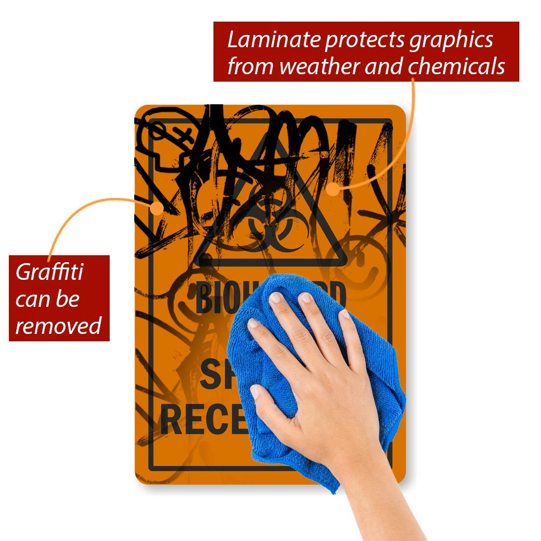 SmartSign "Biohazard - Sharps Receptacle" Label | 10" x 14" Laminated Vinyl