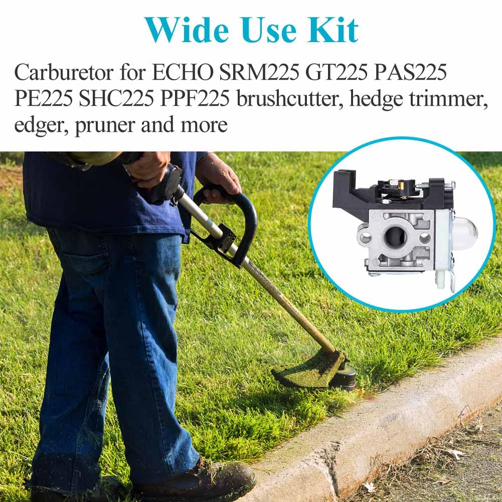 HOODELL Adjustable SRM225 Carburetor for Echo GT225 PE225 PAS-225 SHC-225 RB-K93 SRM-225 Weed Eater Parts Rebuild, Easy-Start Trimmer Edger Carb with Tune Up Kit Primer Bulb