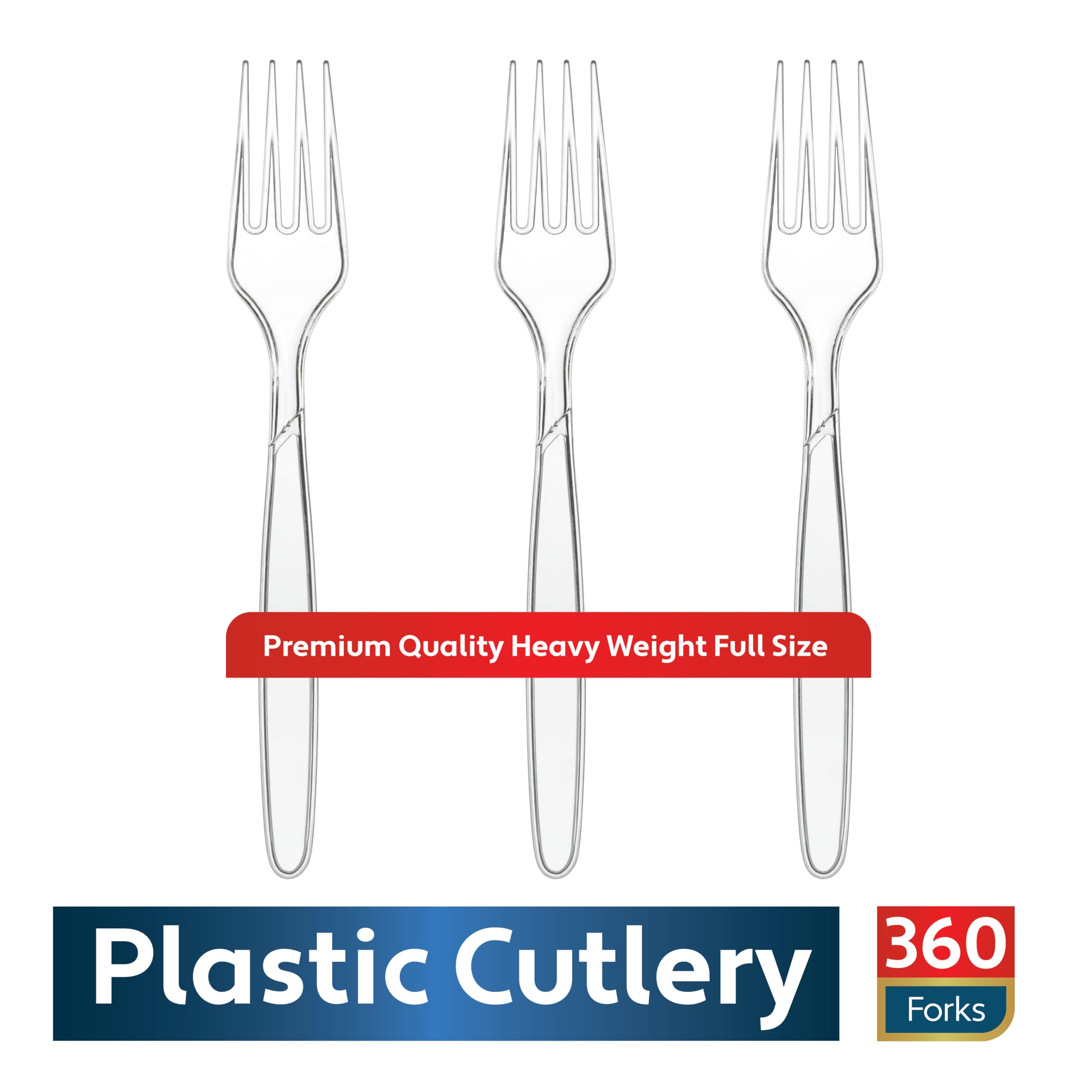 360 Count Clear Plastic Forks Heavy Duty, Premium Disposable Forks, Heat Resistant and BPA Free Plastic Silverware Utensils, Durable Plastic Cutlery Set for Parties, Picnics, Events